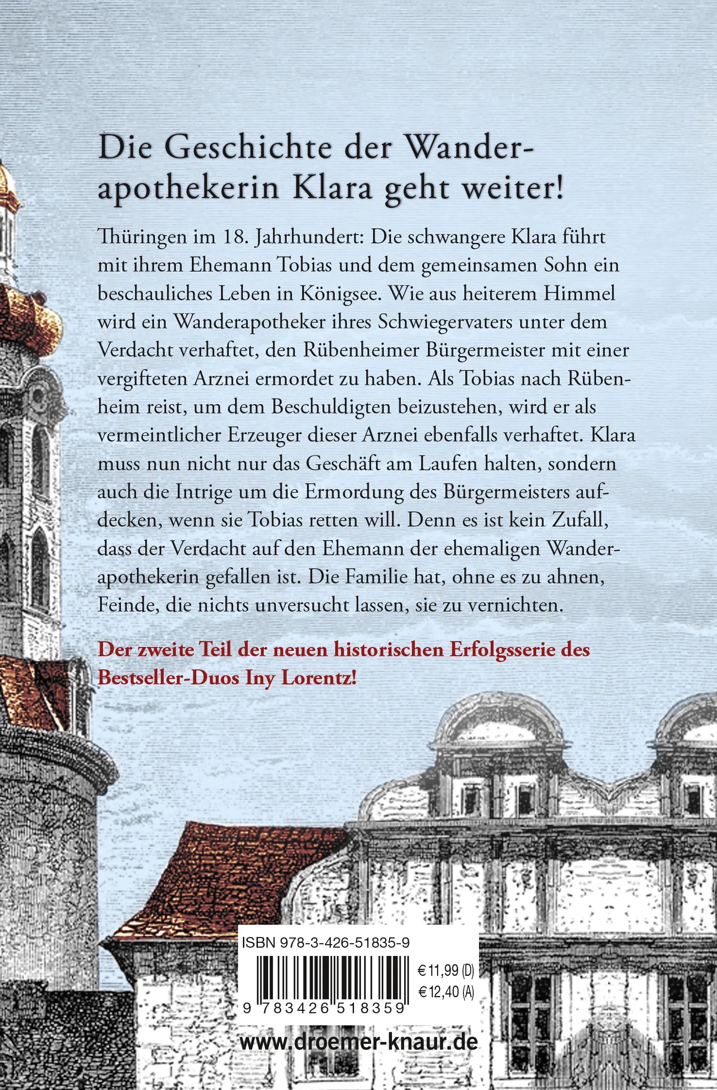 Buchrückseite von 'Die Liebe der Wanderapothekerin' mit Klappentext - Taschenbuch