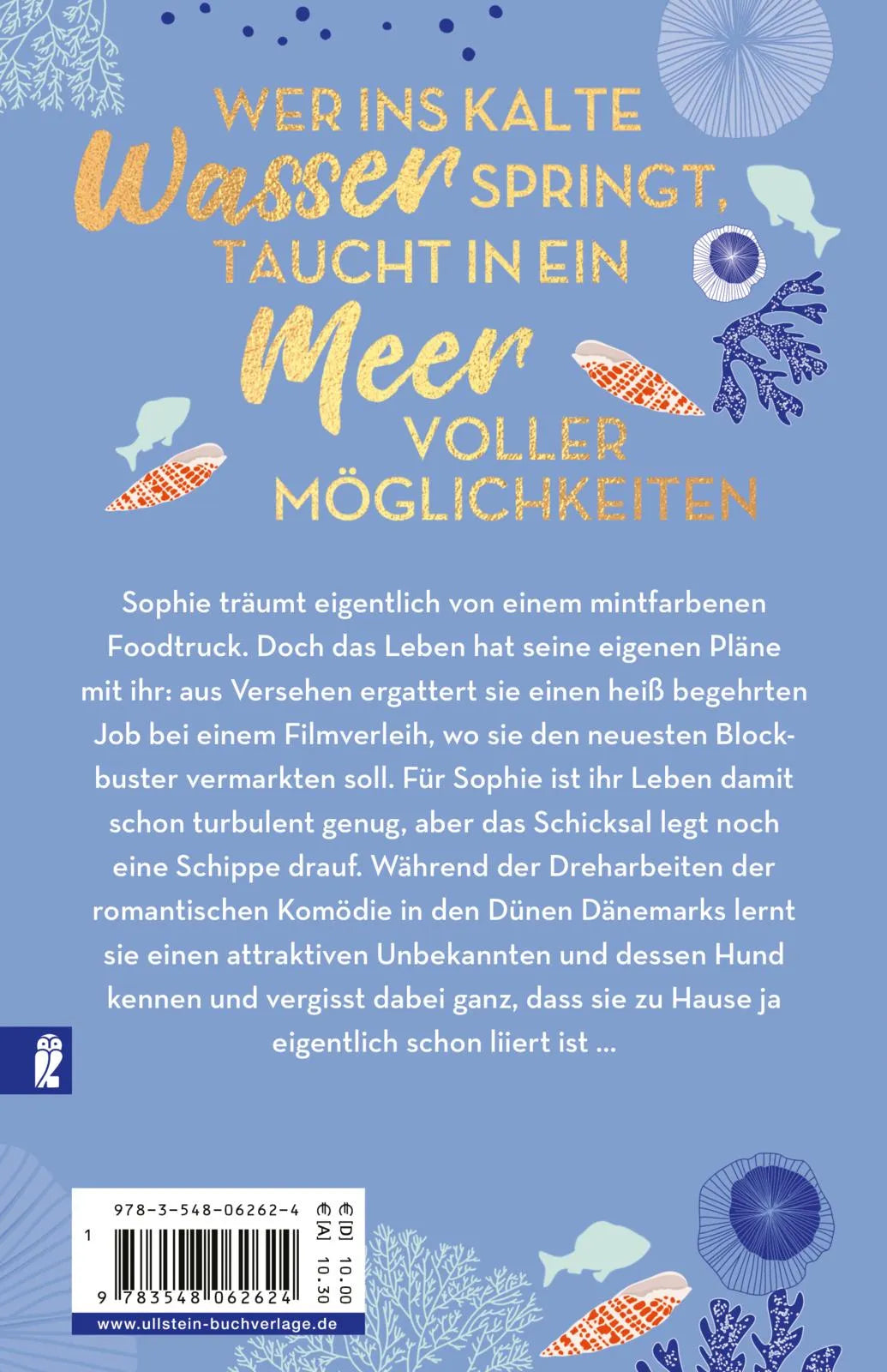 Buchrückseite von 'Die Liebe fällt nicht weit vom Strand' mit Klappentext - Taschenbuch