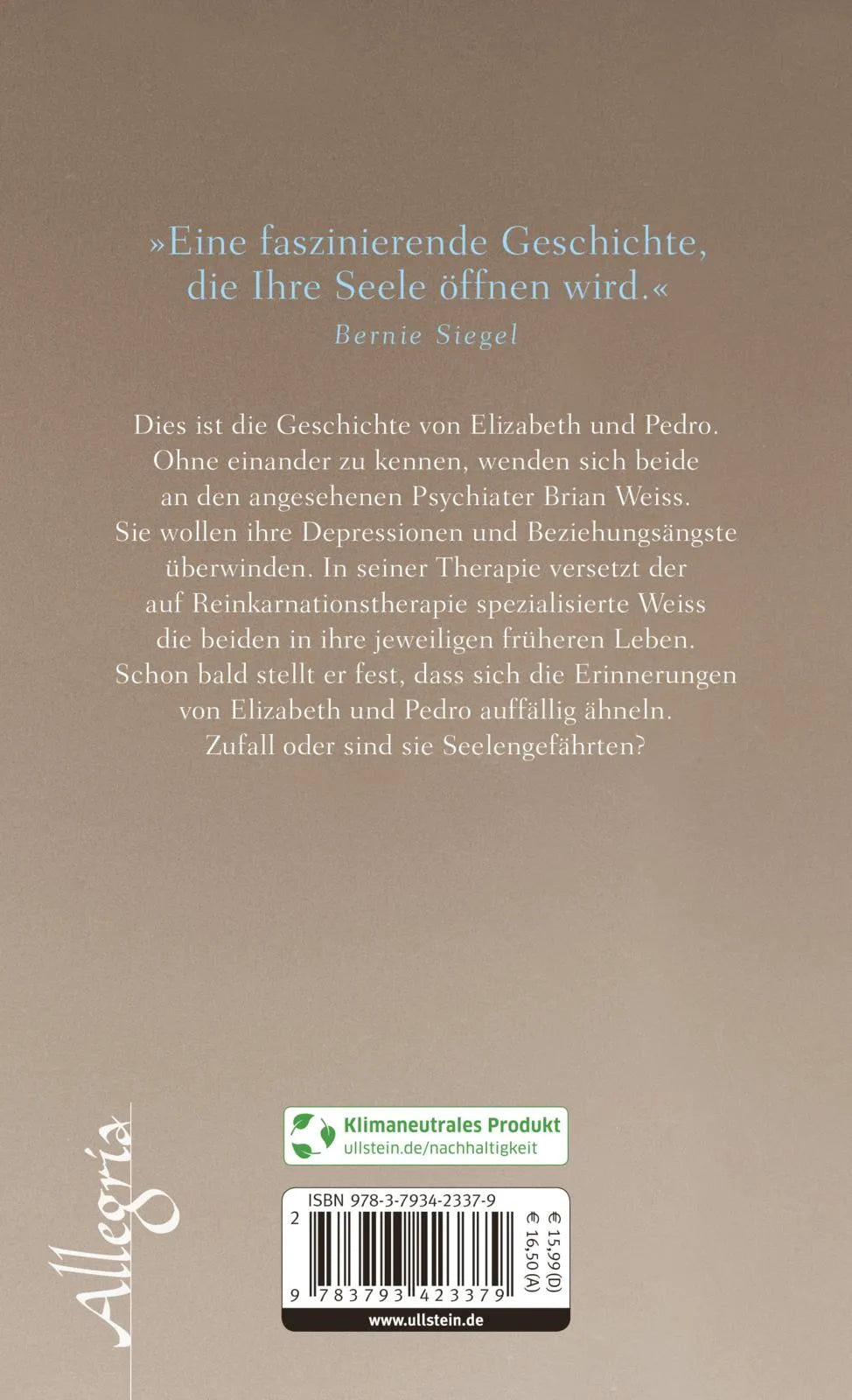 Buchrückseite von 'Die Liebe kennt keine Zeit' mit Klappentext - Gebundene Ausgabe