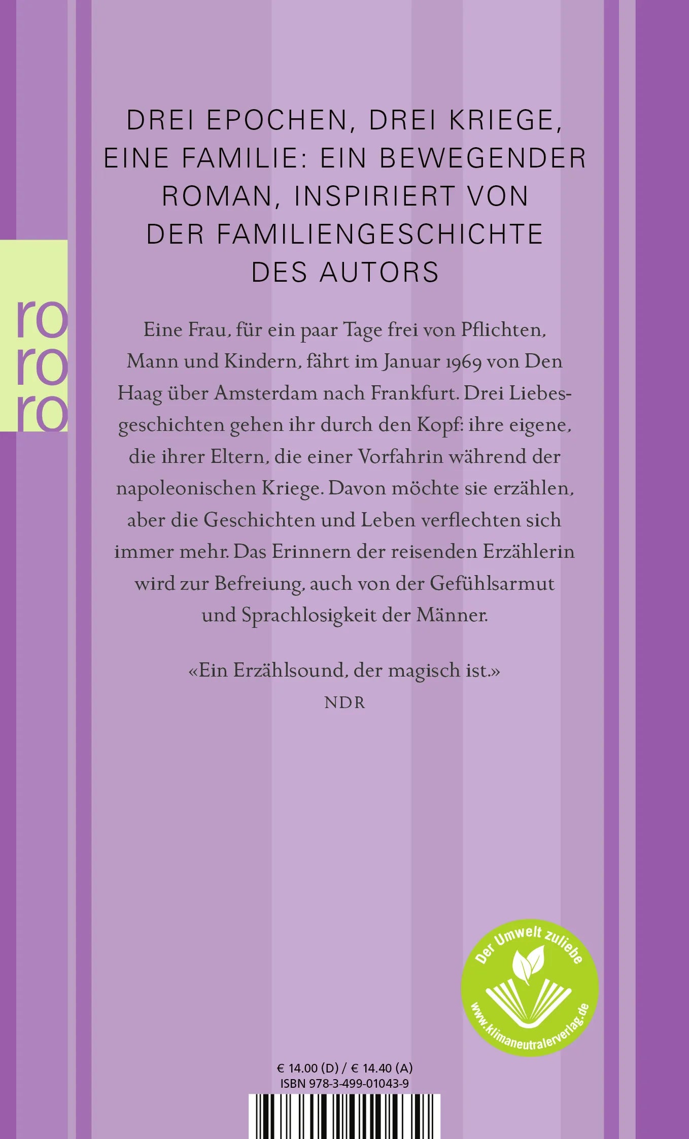 Buchrückseite von 'Die Liebesgeschichtenerzählerin' mit Klappentext - Taschenbuch