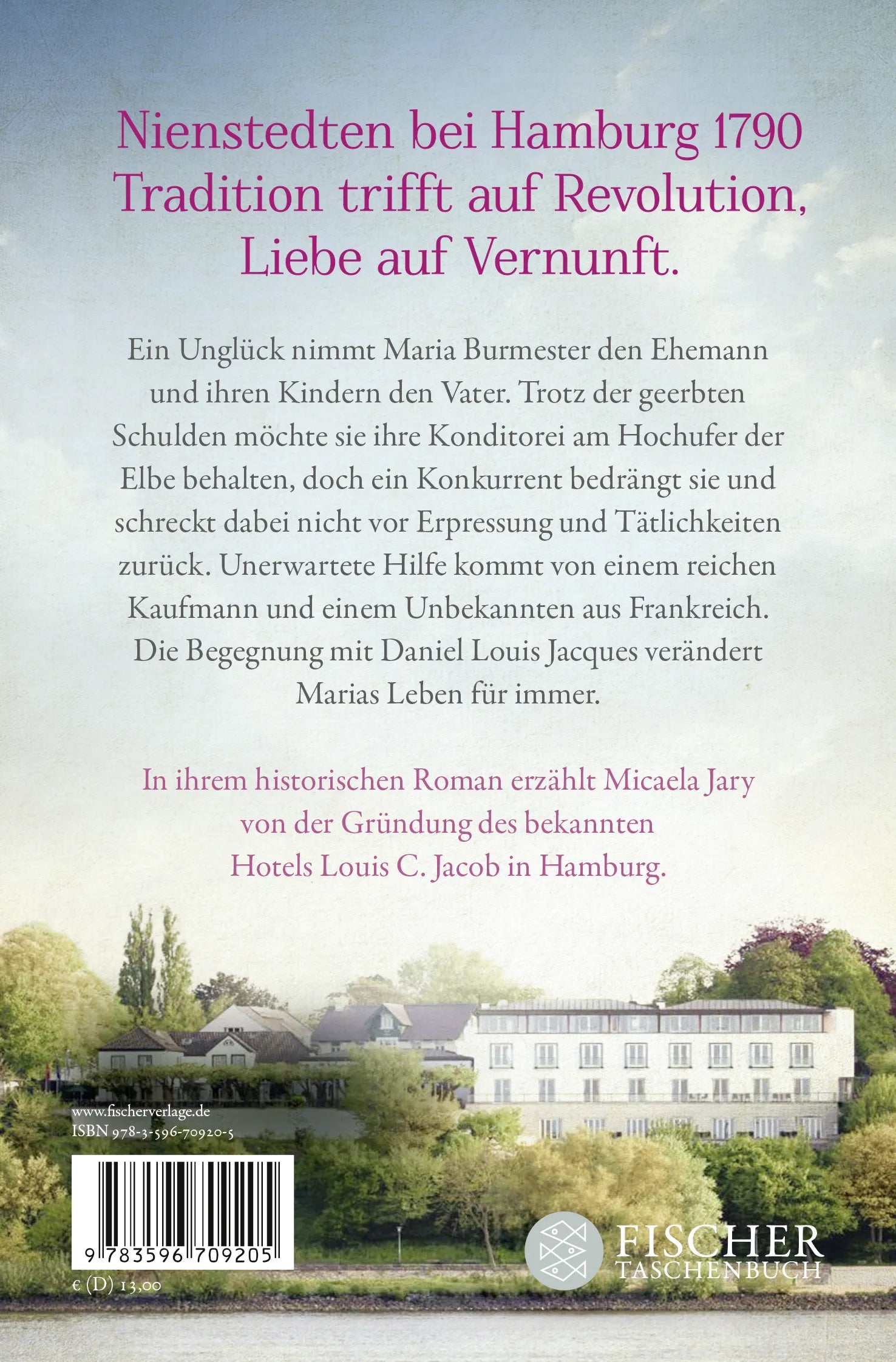 Buchrückseite von 'Die Lindenterrasse' mit Klappentext - Taschenbuch