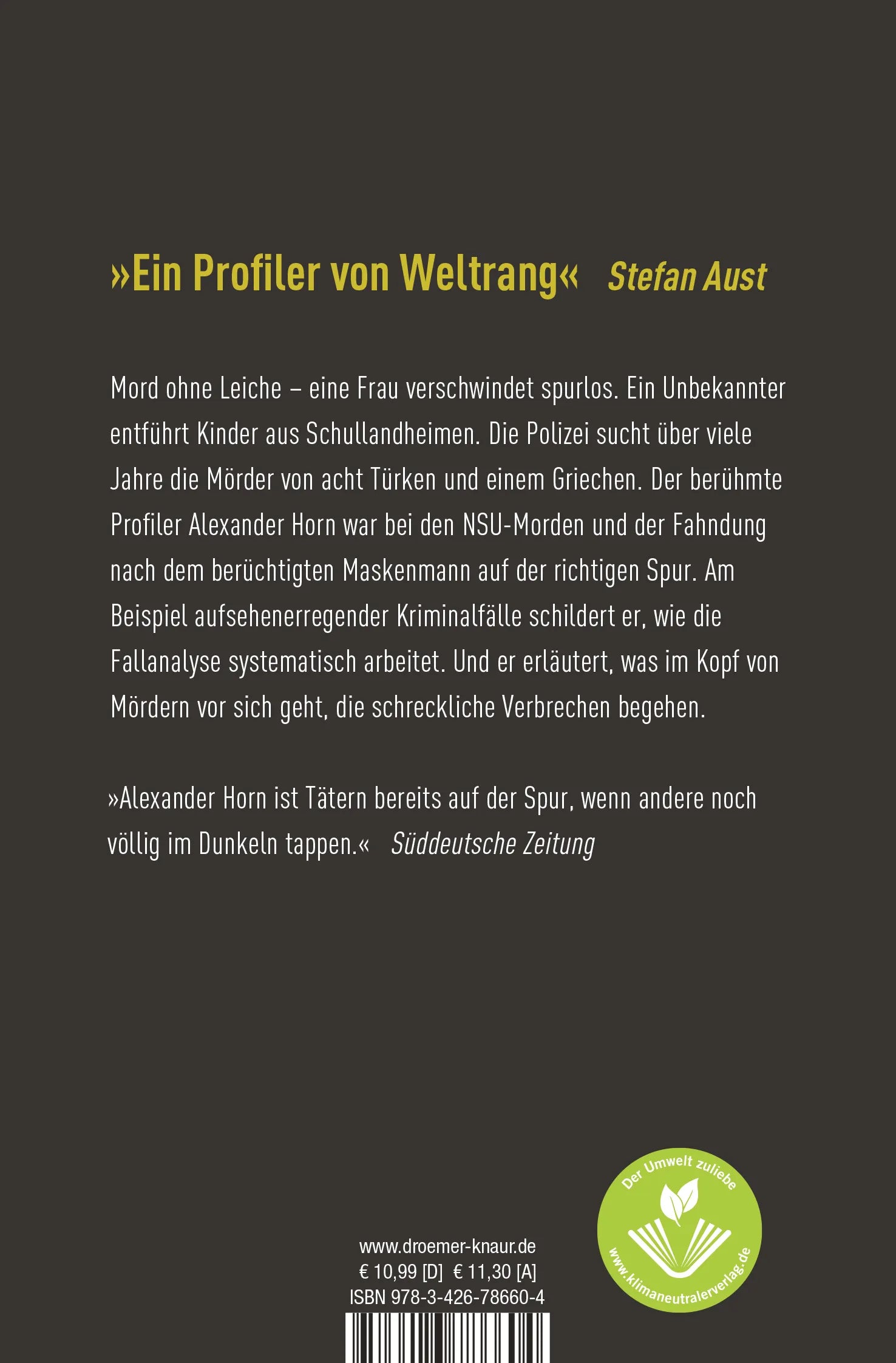 Buchrückseite von 'Die Logik der Tat' mit Klappentext - Taschenbuch