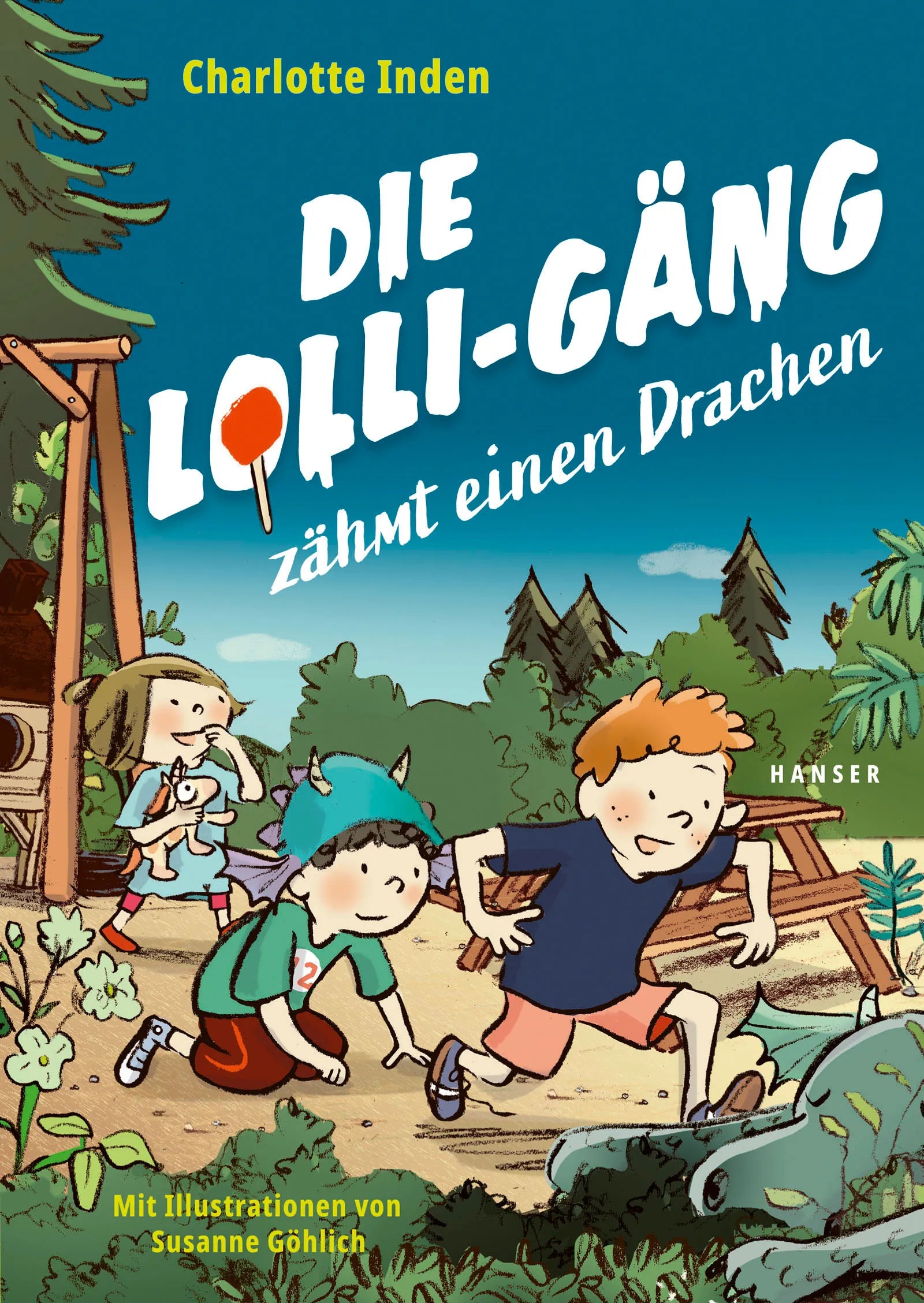 Buchcover von 'Die Lolli-Gäng zähmt einen Drachen' - Gebundene Ausgabe von Charlotte Inden