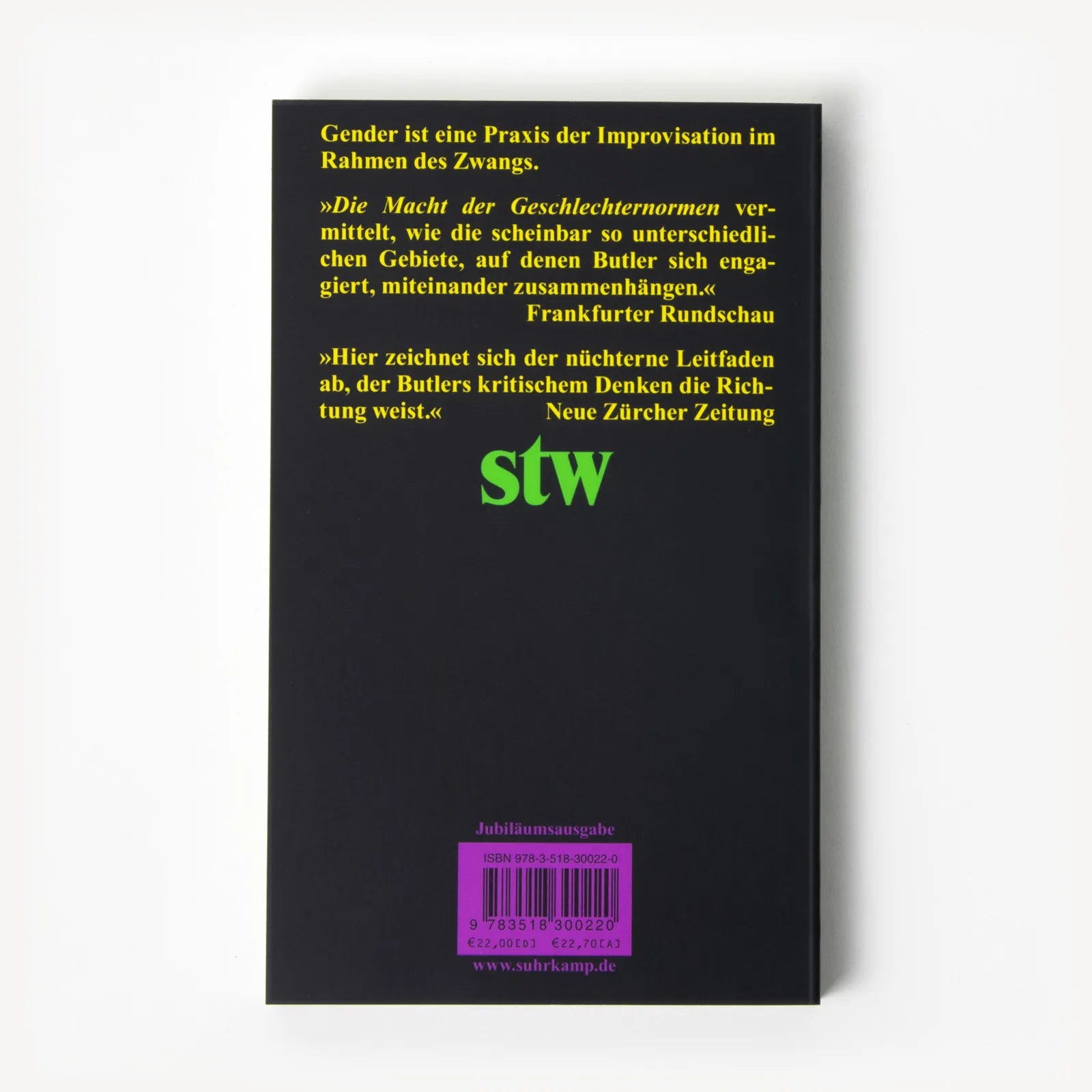 Buchrückseite von 'Die Macht der Geschlechternormen und die Grenzen des Menschlichen' mit Klappentext - Taschenbuch