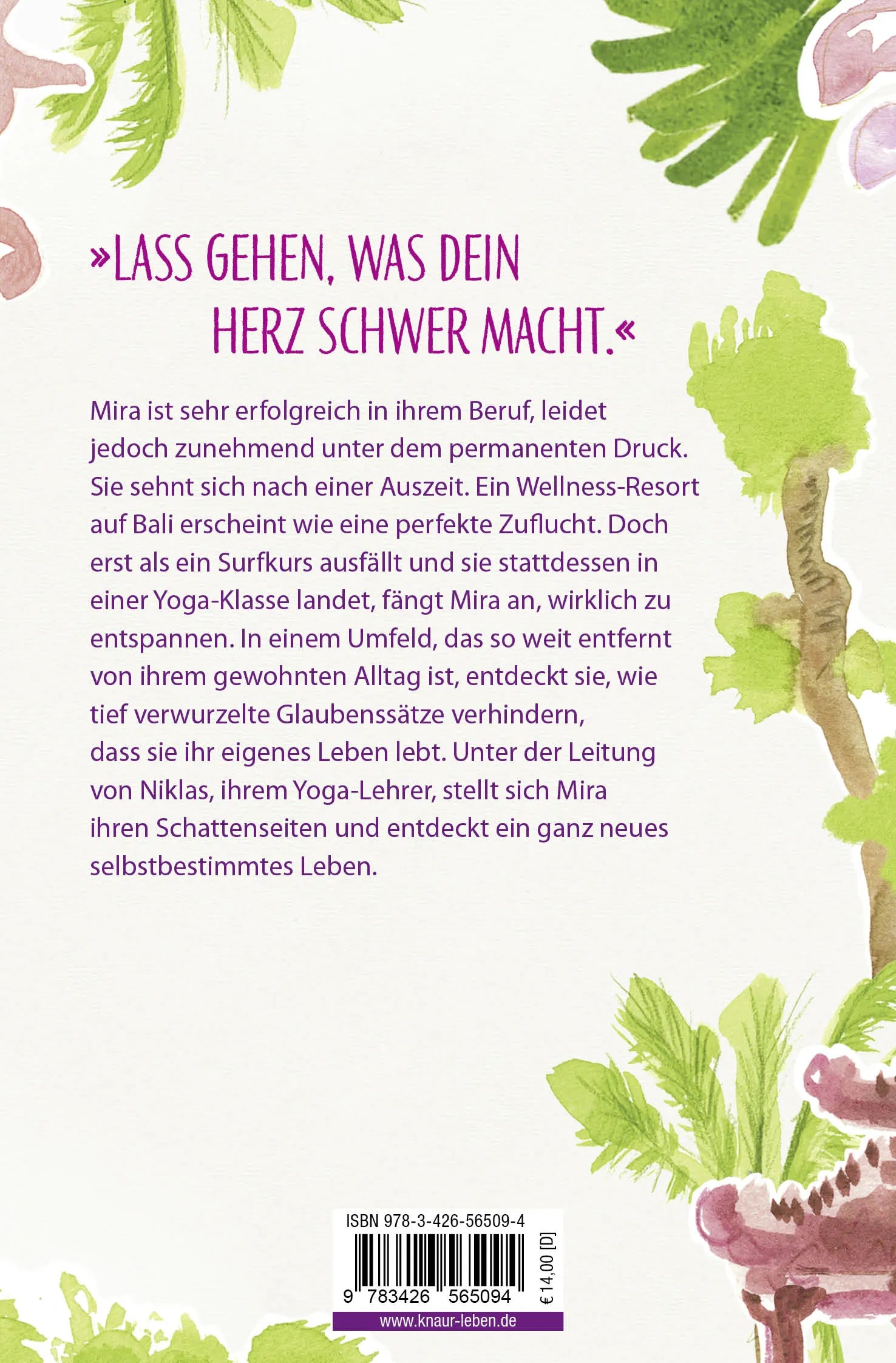 Buchrückseite von 'Die Magie von Bali und die Heilkraft des Yoga' mit Klappentext - Taschenbuch