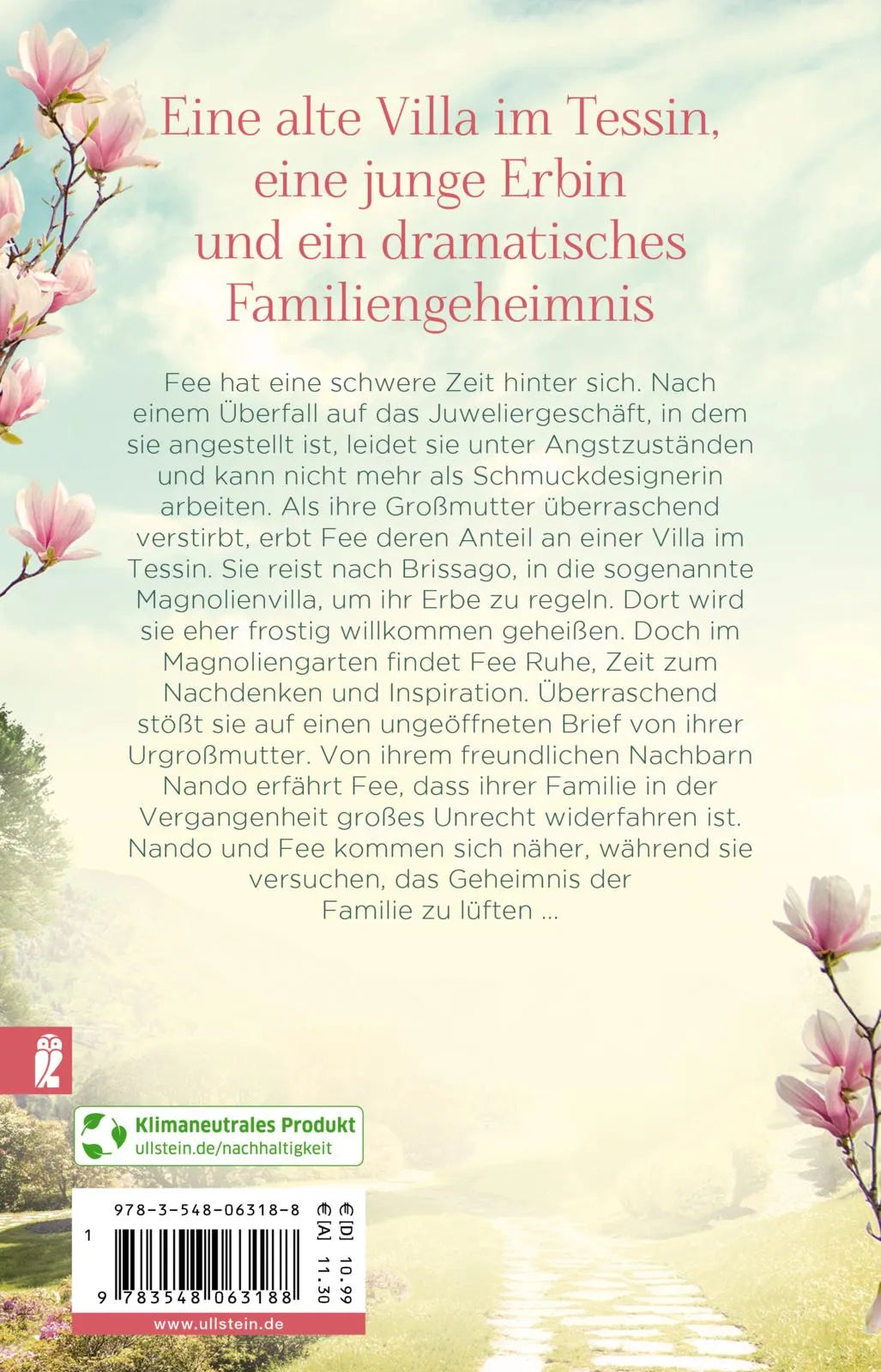 Buchrückseite von 'Die Magnolienfrauen' mit Klappentext - Taschenbuch