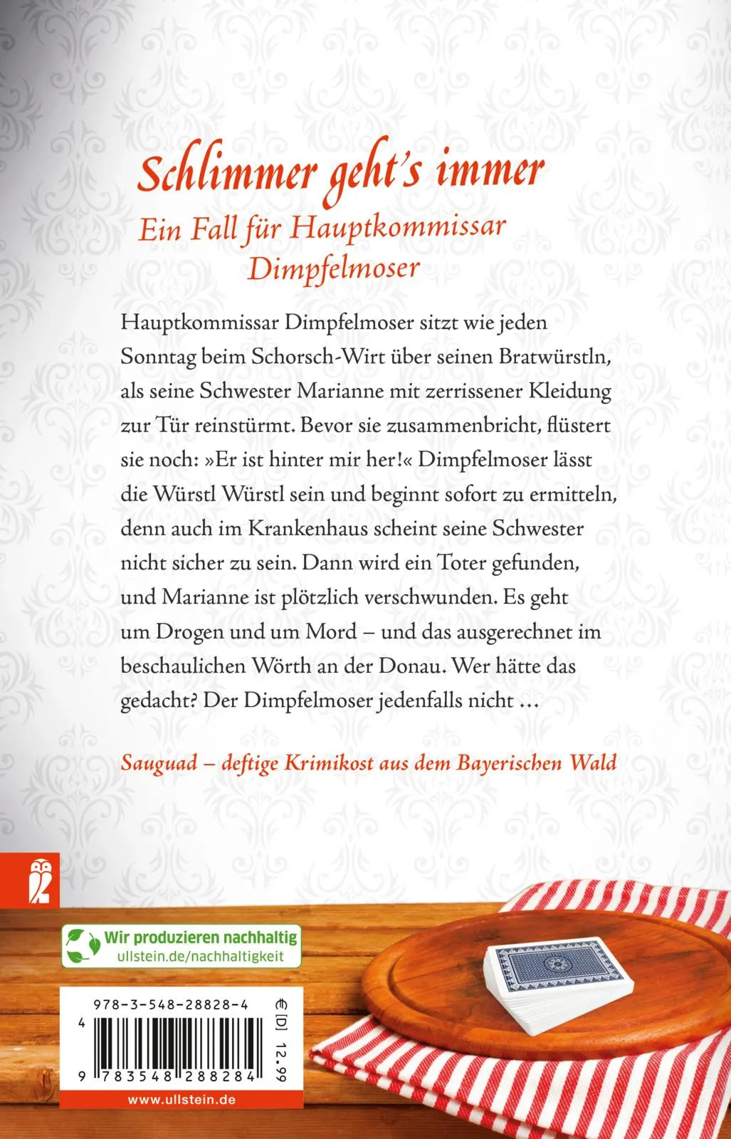 Buchrückseite von 'Die Maß ist voll' mit Klappentext - Taschenbuch