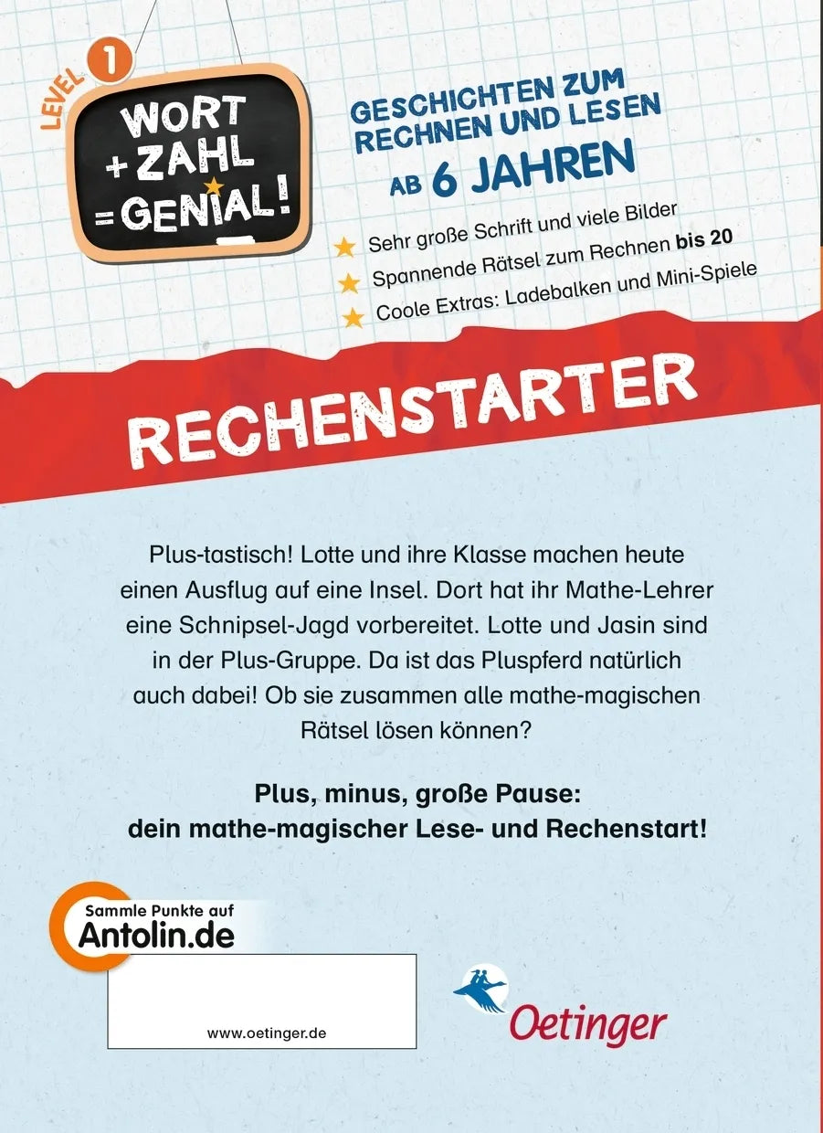 Buchrückseite von 'Die Mathematierchen. Pluspferd, ahoi!' mit Klappentext - Gebundene Ausgabe