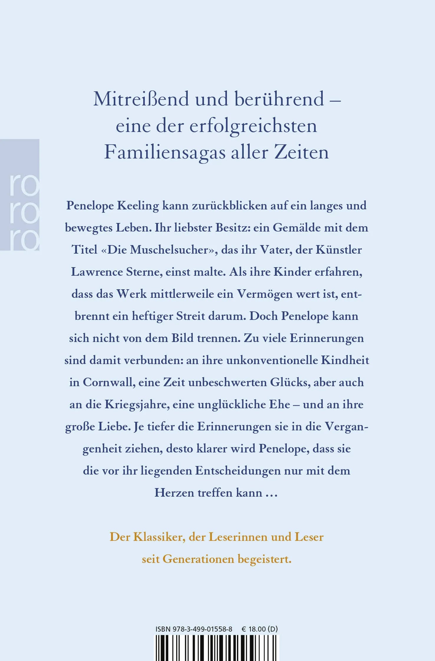 Buchrückseite von 'Die Muschelsucher' mit Klappentext - Taschenbuch