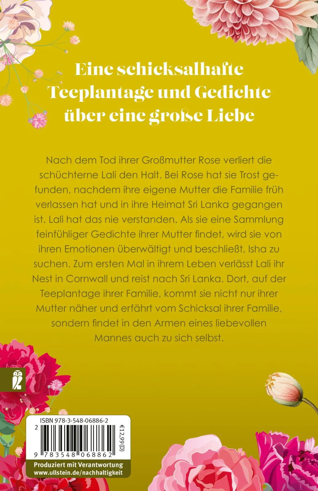 Buchrückseite von 'Die Nelkentochter' mit Klappentext - Taschenbuch
