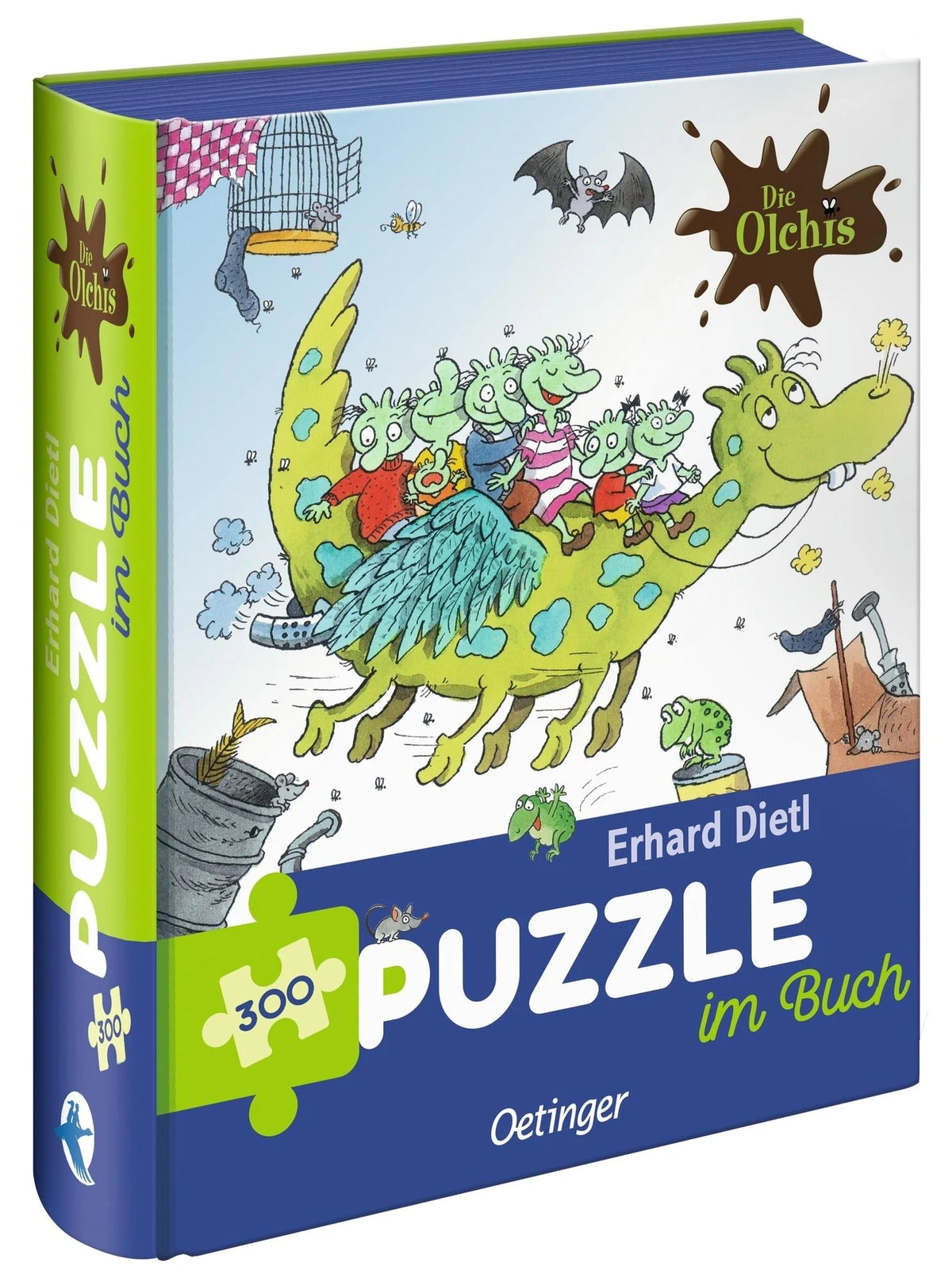 Puzzle: Die Olchis. Puzzle im Buch. Feuerstuhl. 300 Teile, Format 48 x 24 cm