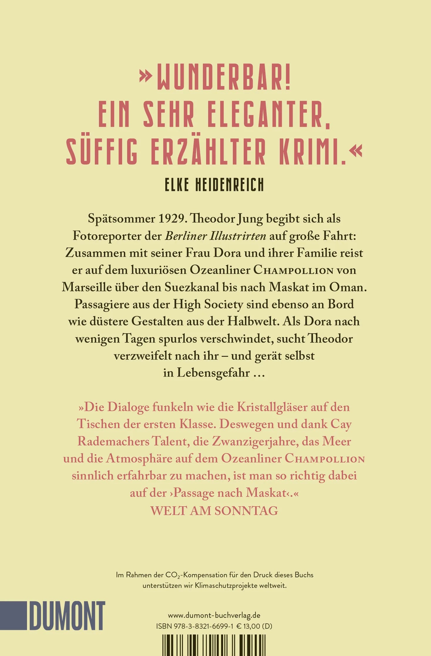 BuchrÃ¼ckseite von 'Die Passage nach Maskat' mit Klappentext - Taschenbuch