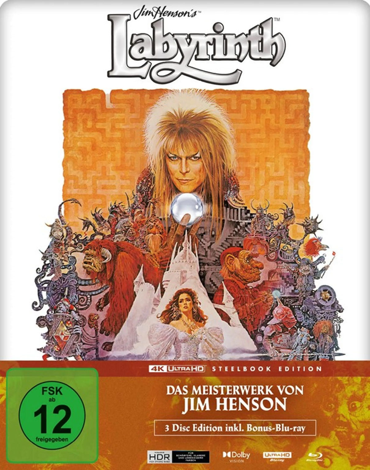 4K UHD Blu-ray-Cover: Die Reise ins Labyrinth. Regie: Jim Henson