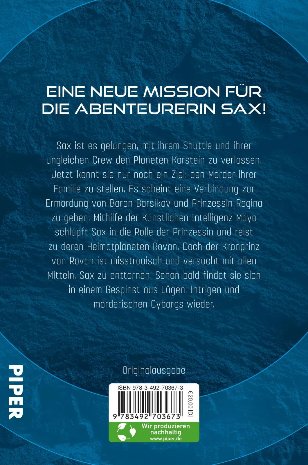 Buchrückseite von 'Die Rovan-Intrige' mit Klappentext - Paperback
