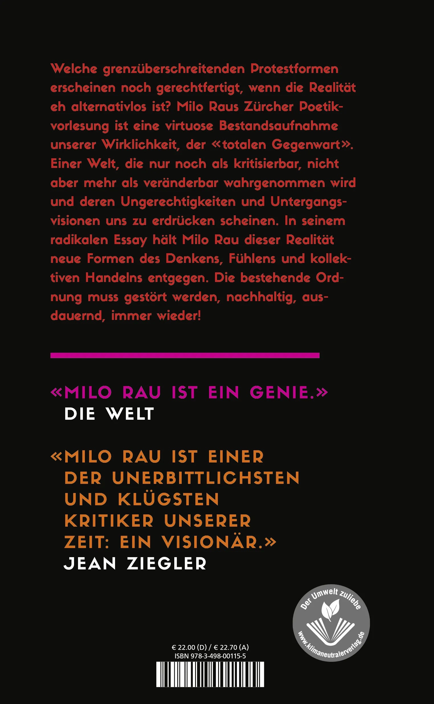 Buchrückseite von 'Die Rückeroberung der Zukunft' mit Klappentext - Gebundene Ausgabe