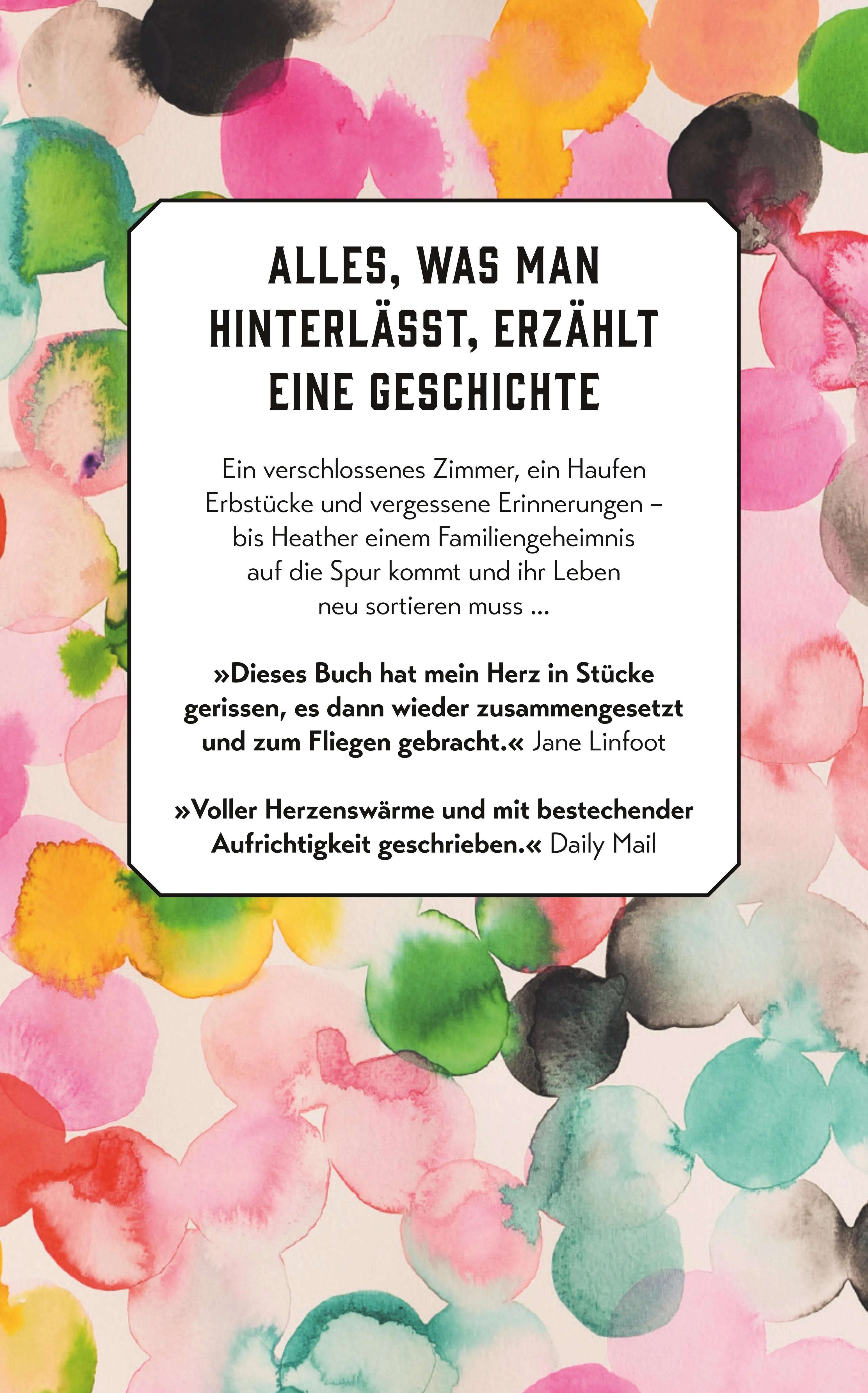Buchrückseite von 'Die Sammlerin der Erinnerungen' mit Klappentext - Paperback