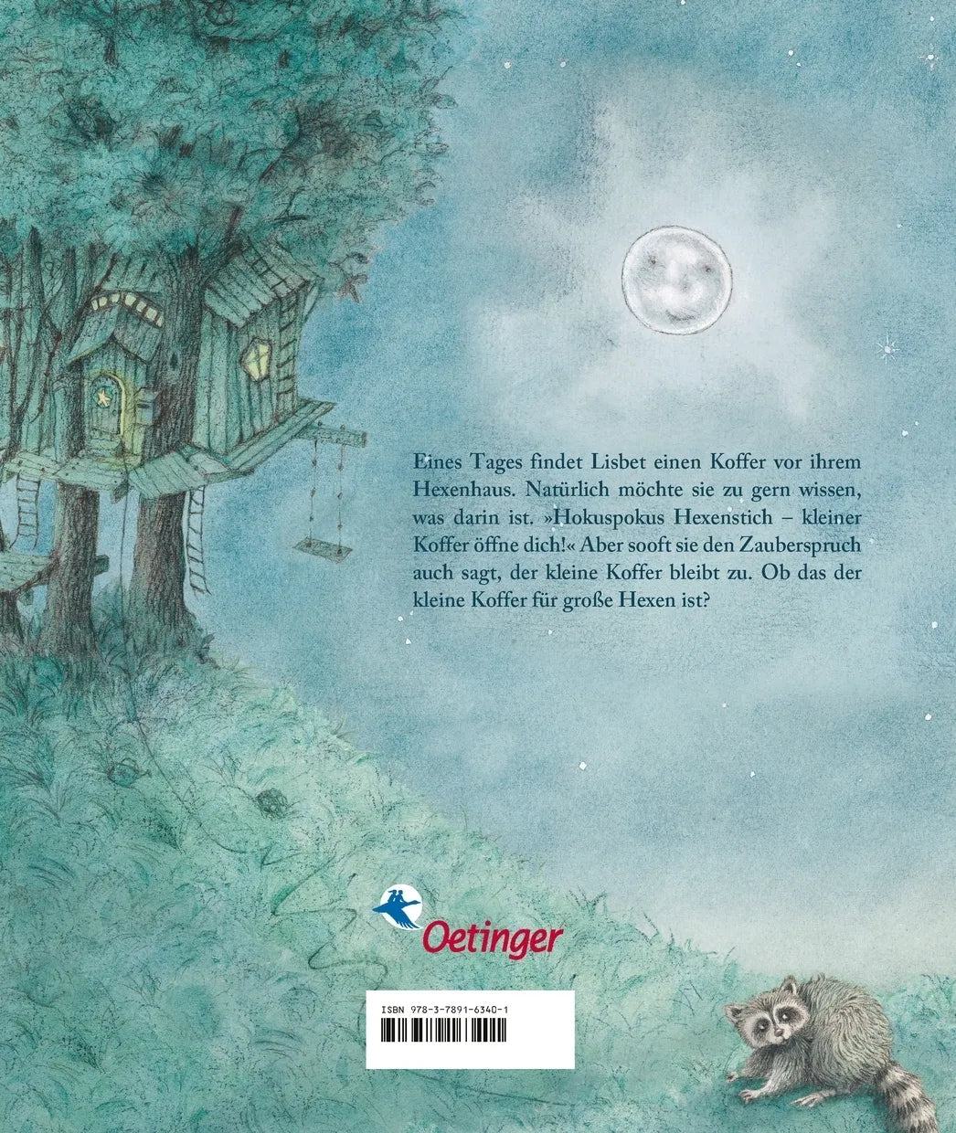 Buchrückseite von 'Die schlaue kleine Hexe' mit Klappentext - Gebundene Ausgabe