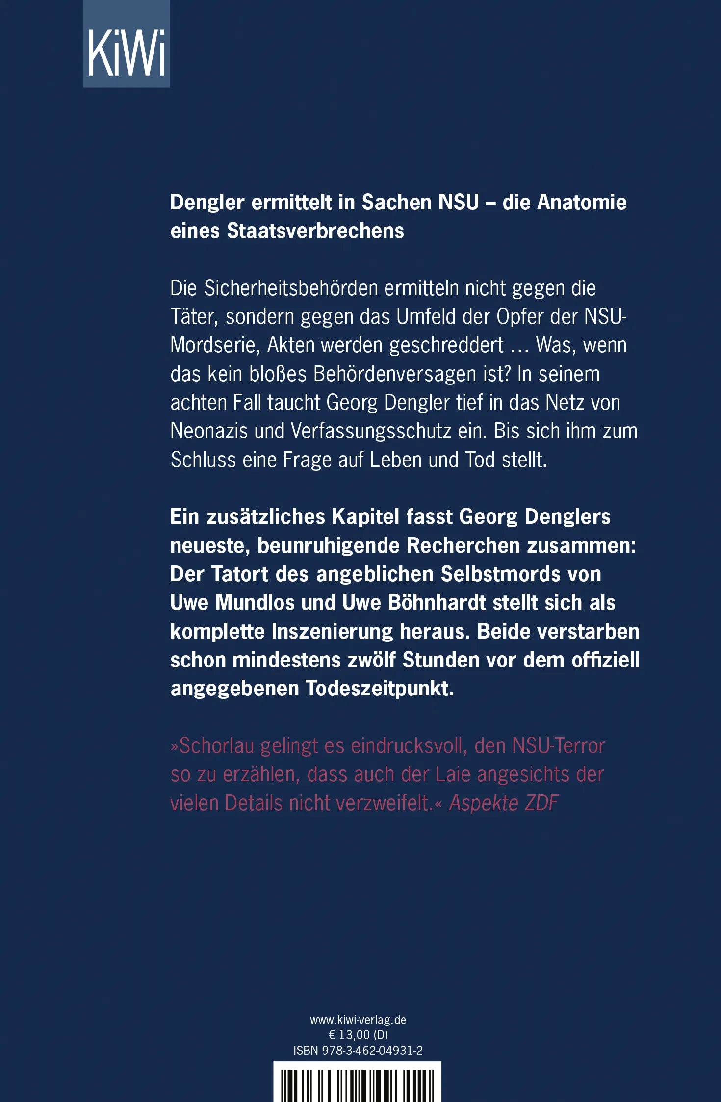 Buchrückseite von 'Die schützende Hand' mit Klappentext - Taschenbuch