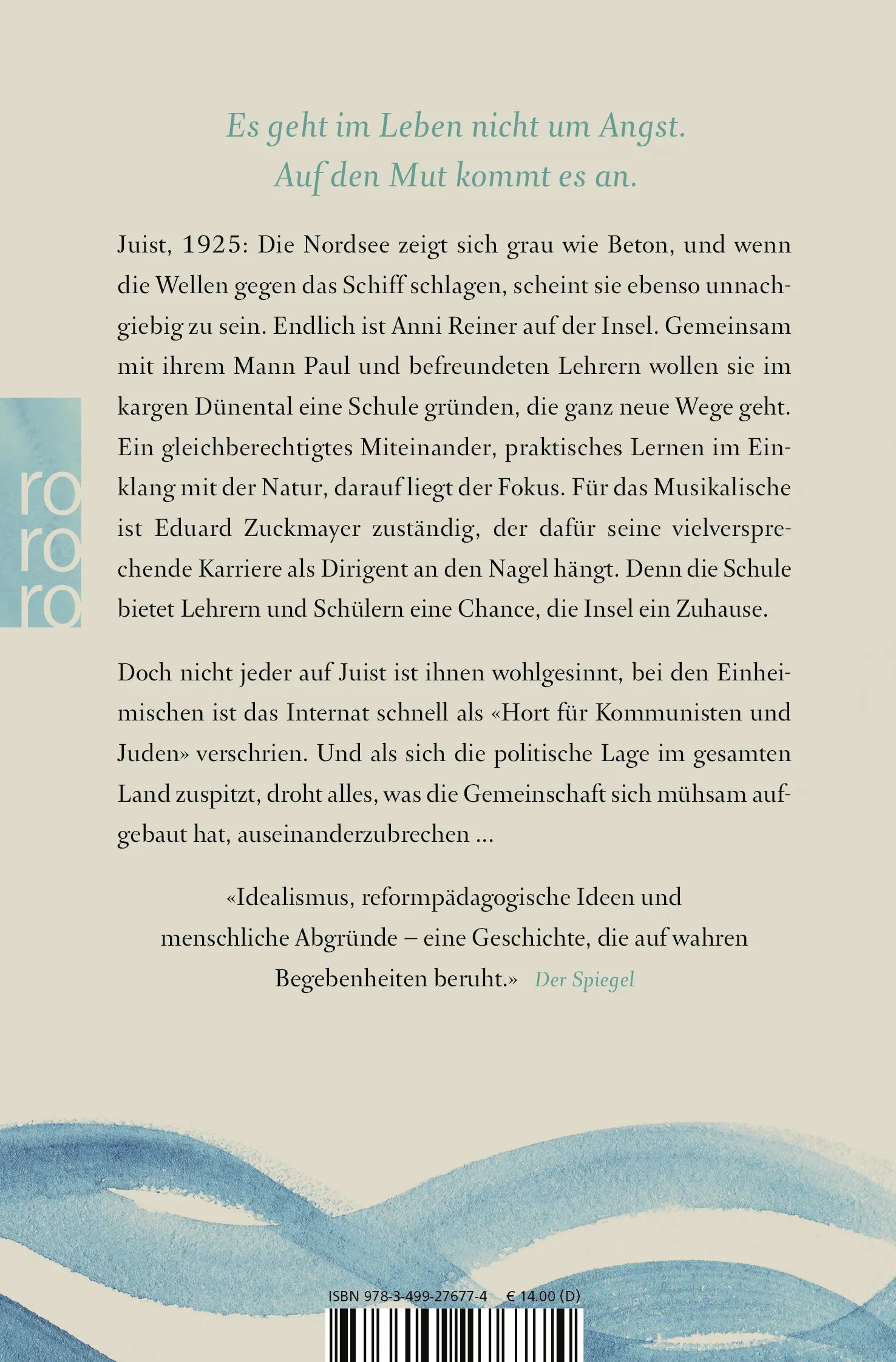 Buchrückseite von 'Die Schule am Meer' mit Klappentext - Taschenbuch