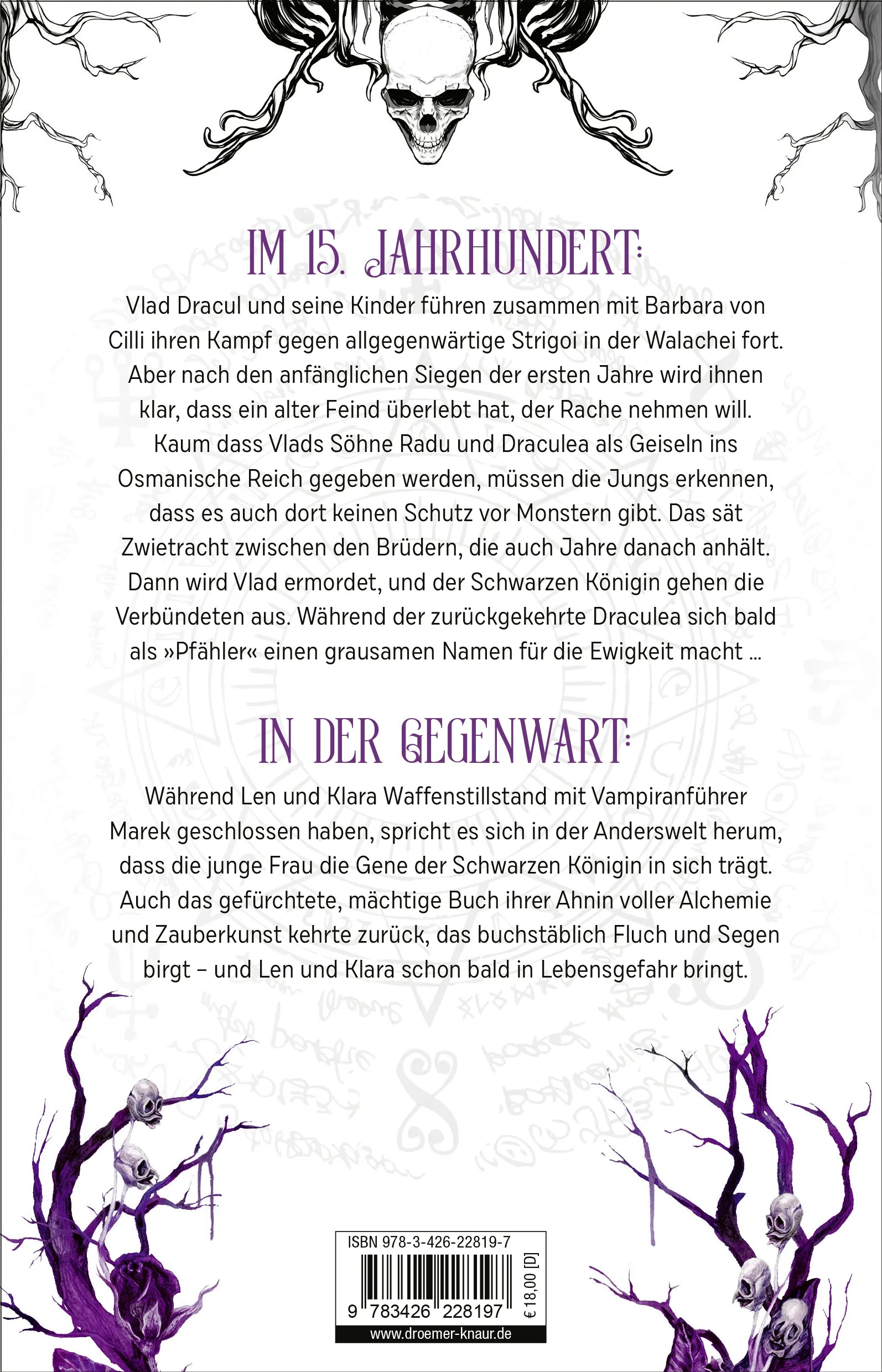 Buchrückseite von 'Die Schwarze Königin II' mit Klappentext - Paperback