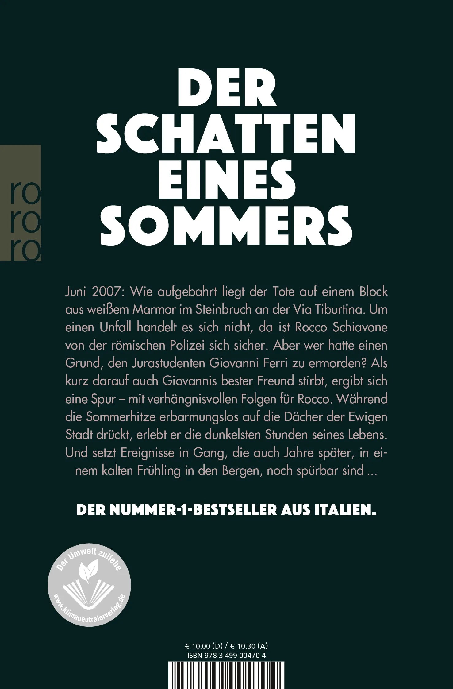 Buchrückseite von 'Die schwarze Stunde' mit Klappentext - Taschenbuch