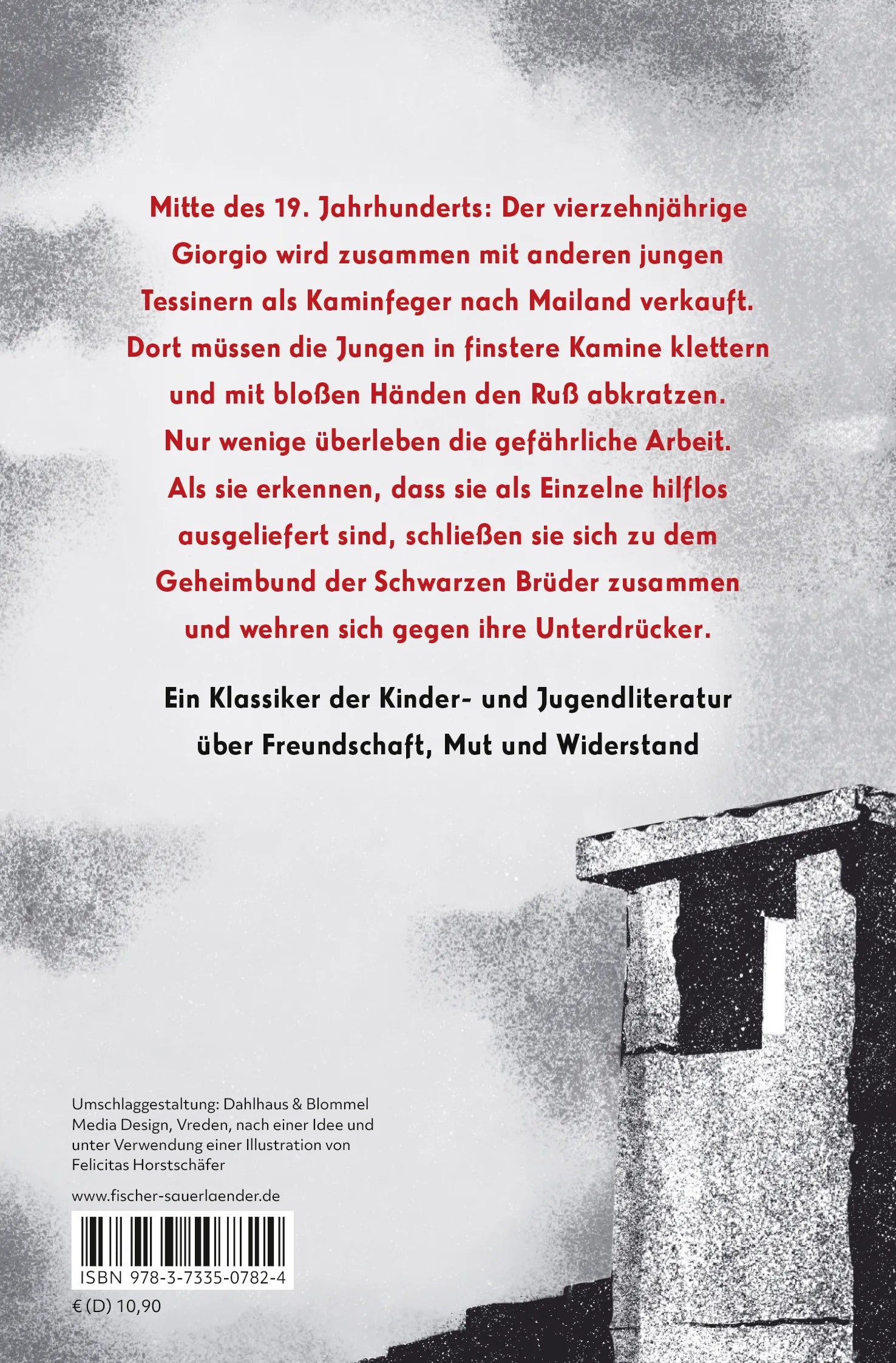 Buchrückseite von 'Die Schwarzen Brüder' mit Klappentext - Taschenbuch