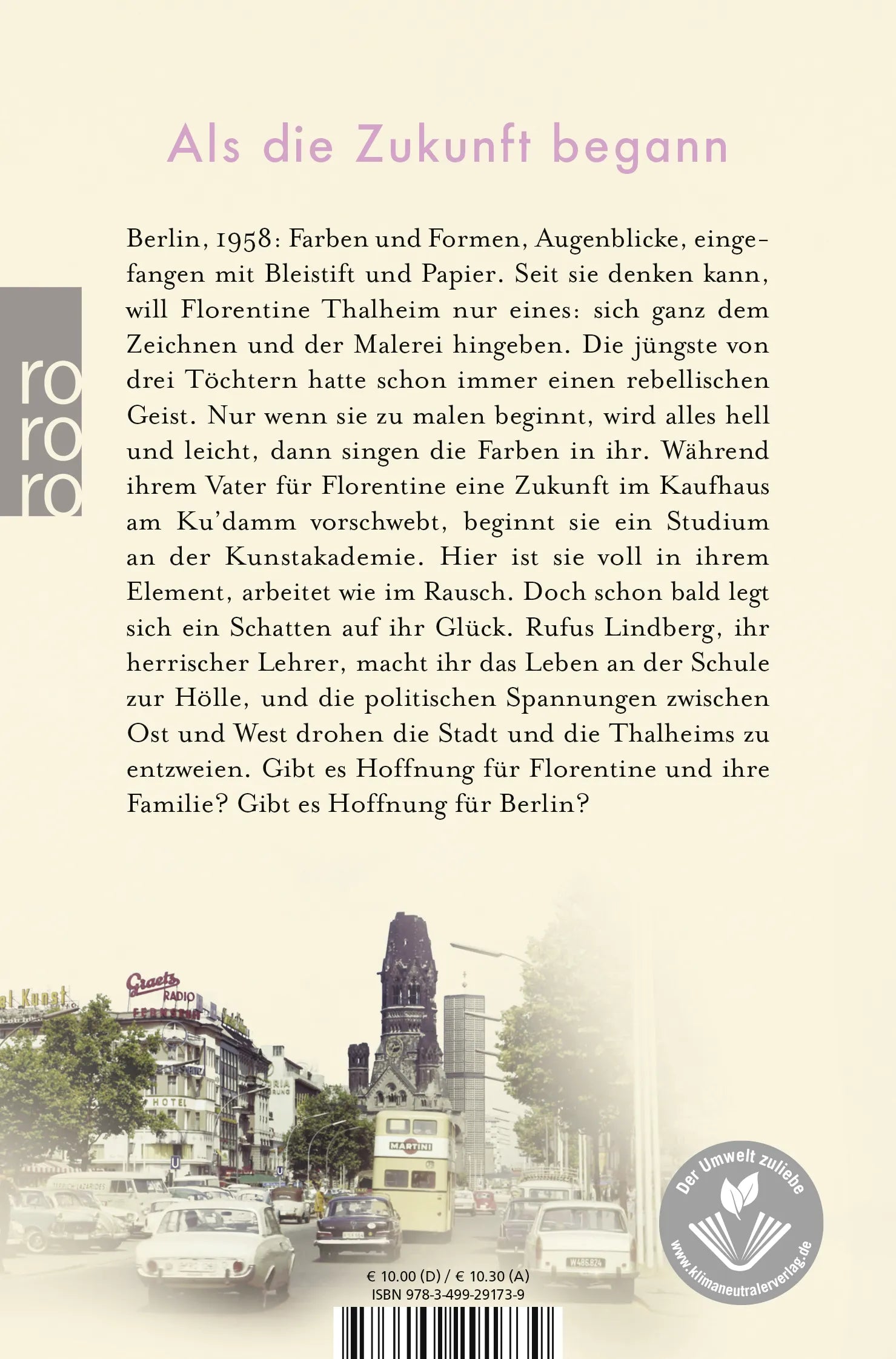 Buchrückseite von 'Die Schwestern vom Ku'damm: Tage der Hoffnung' mit Klappentext - Taschenbuch
