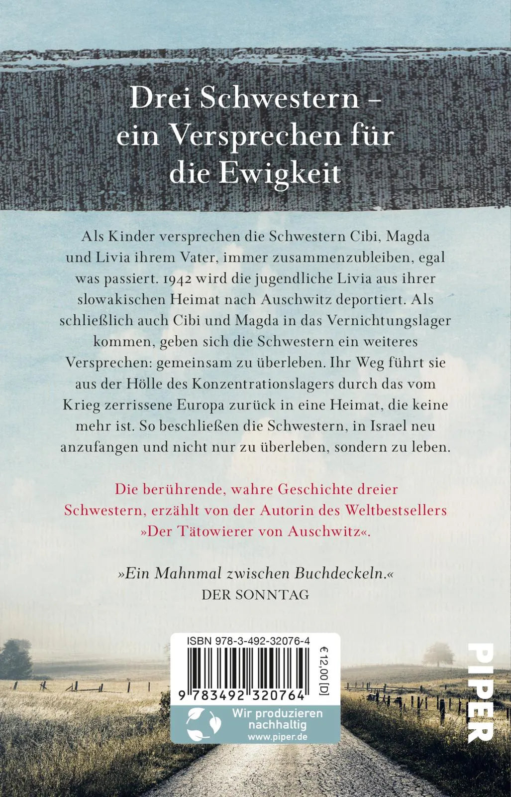 Buchrückseite von 'Die Schwestern von Auschwitz' mit Klappentext - Taschenbuch