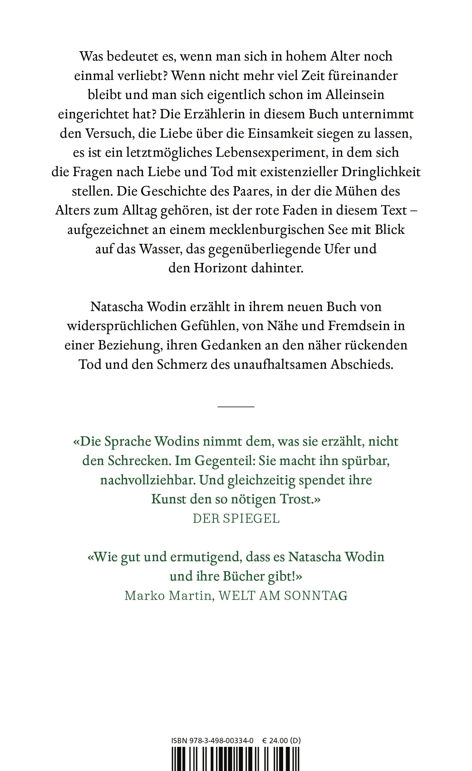 Buchrückseite von 'Die späten Tage' mit Klappentext - Gebundene Ausgabe