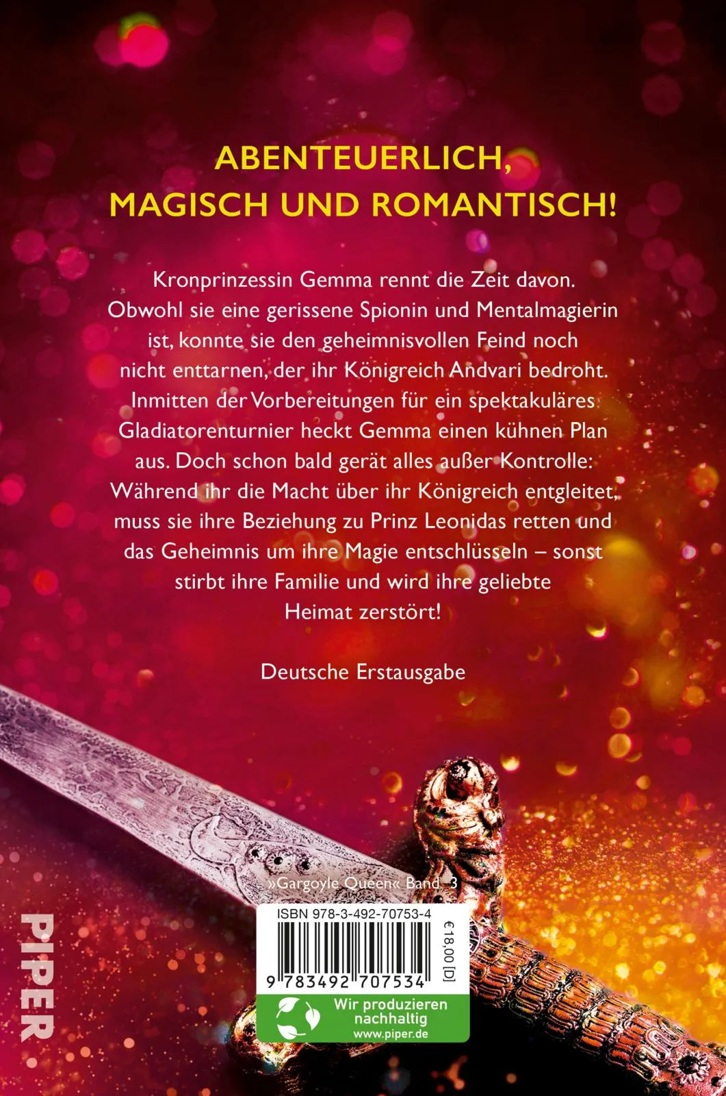 Buchrückseite von 'Die Splitterklinge' mit Klappentext - Paperback