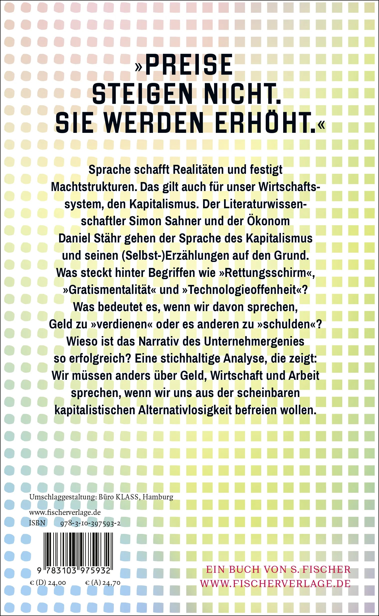 Buchrückseite von 'Die Sprache des Kapitalismus' mit Klappentext - Gebundene Ausgabe