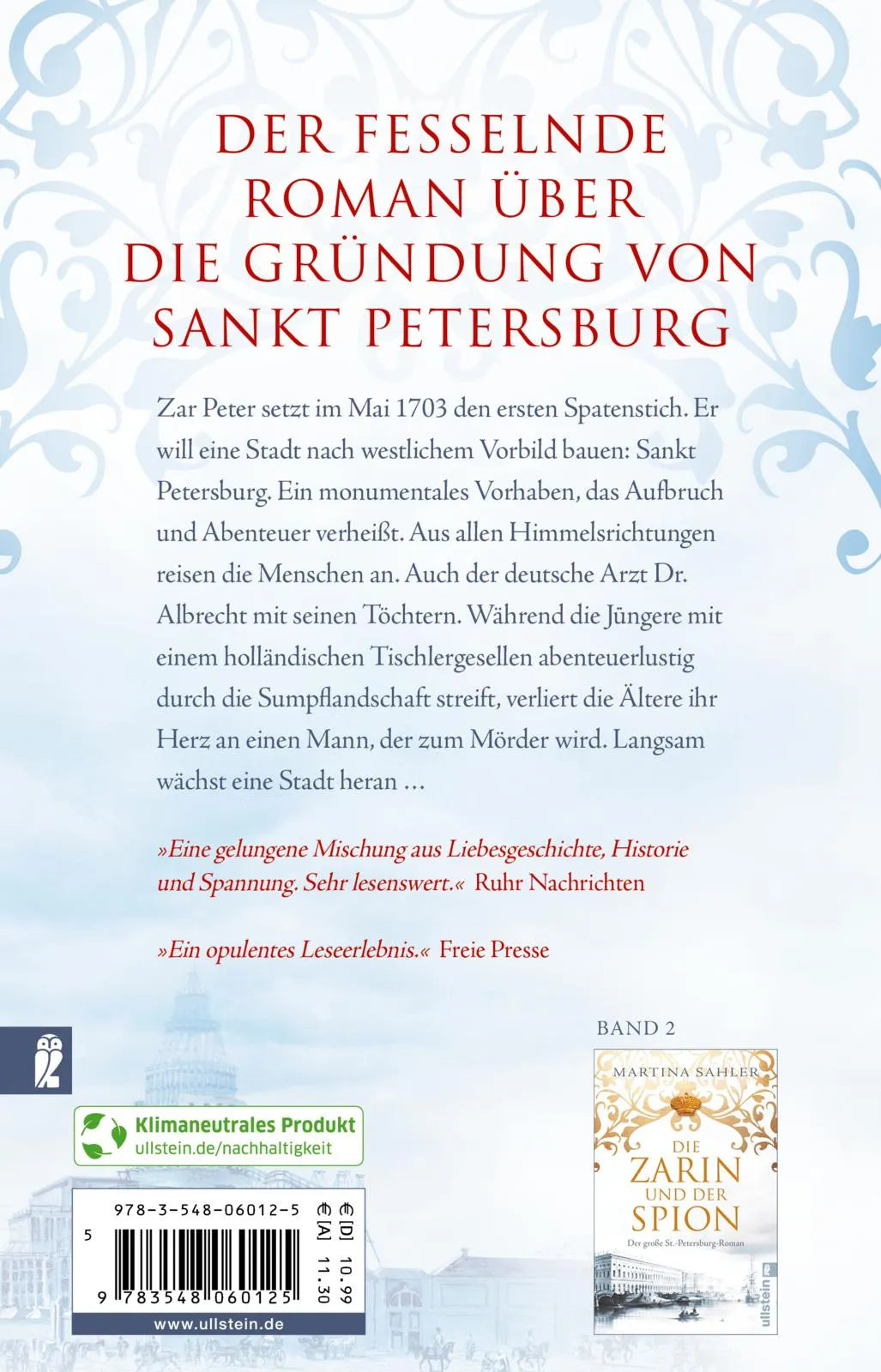Buchrückseite von 'Die Stadt des Zaren' mit Klappentext - Taschenbuch