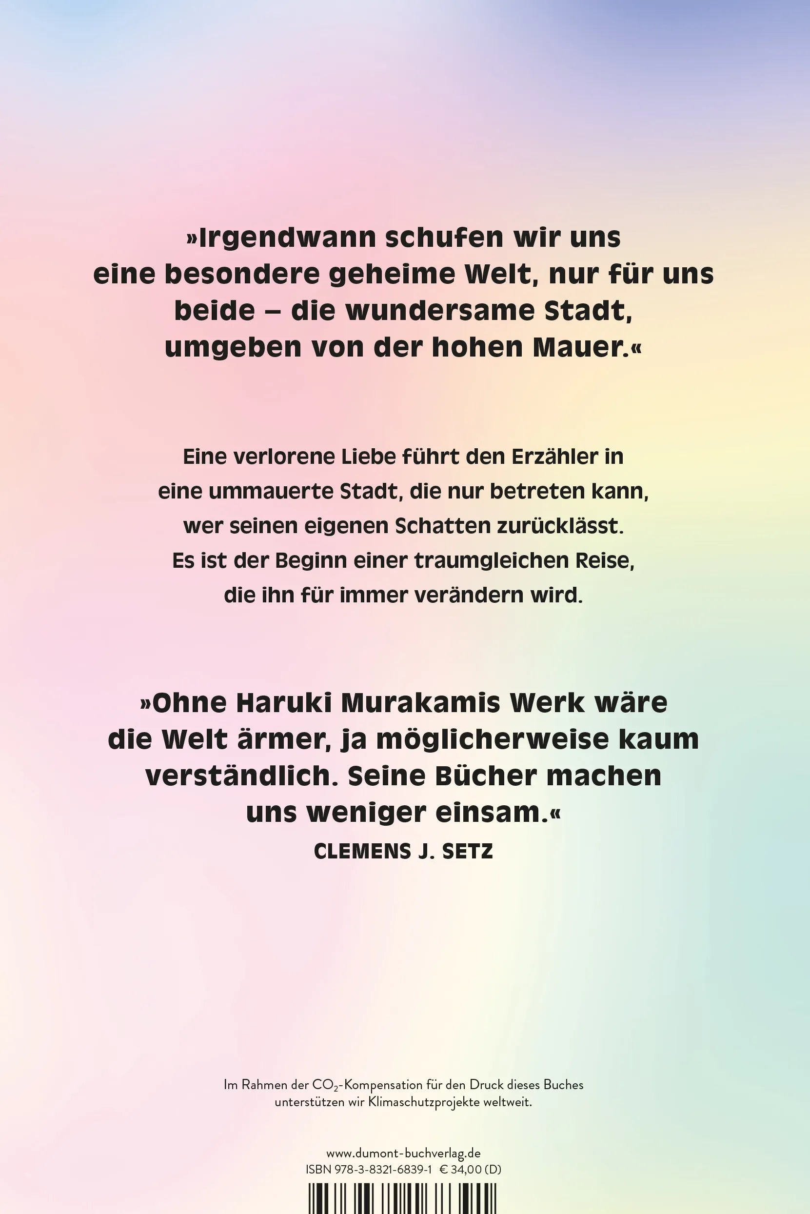 BuchrÃ¼ckseite von 'Die Stadt und ihre ungewisse Mauer' mit Klappentext - Gebundene Ausgabe