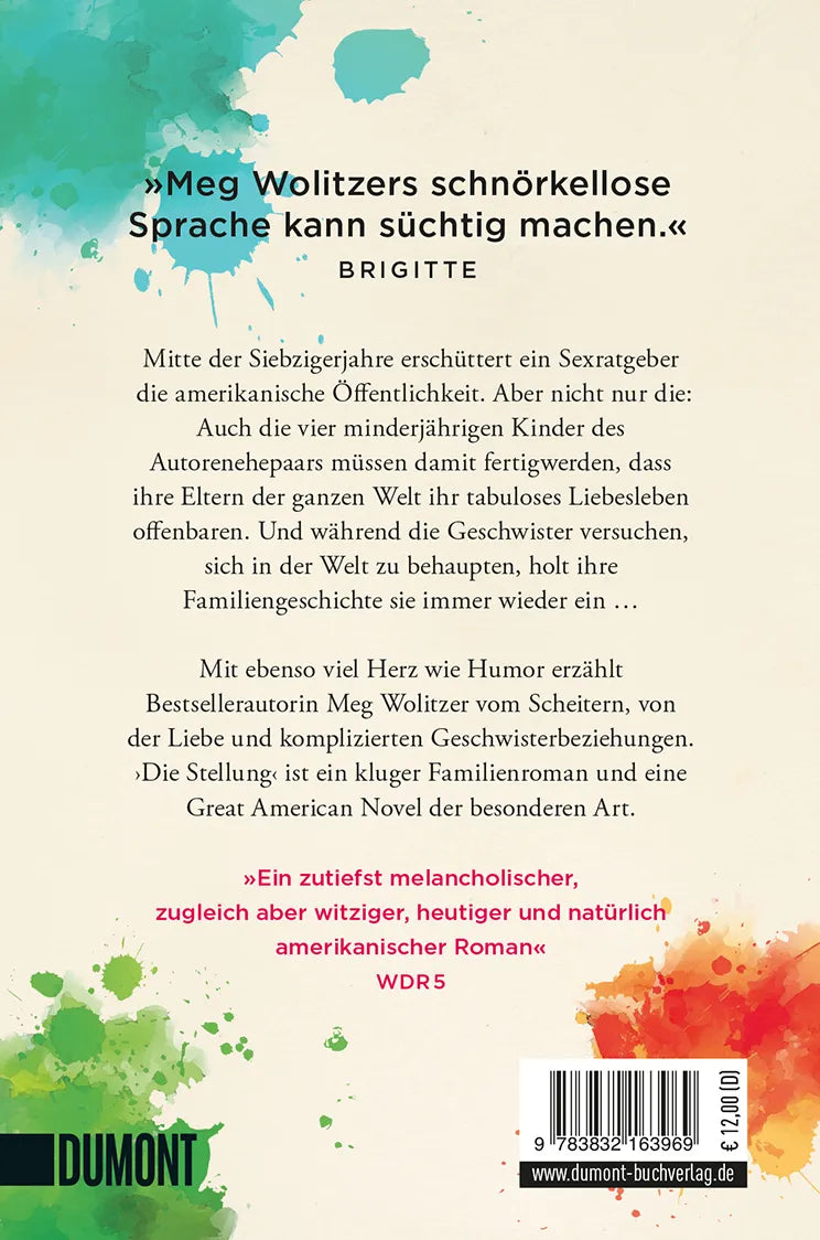 Buchrückseite von 'Die Stellung' mit Klappentext - Taschenbuch