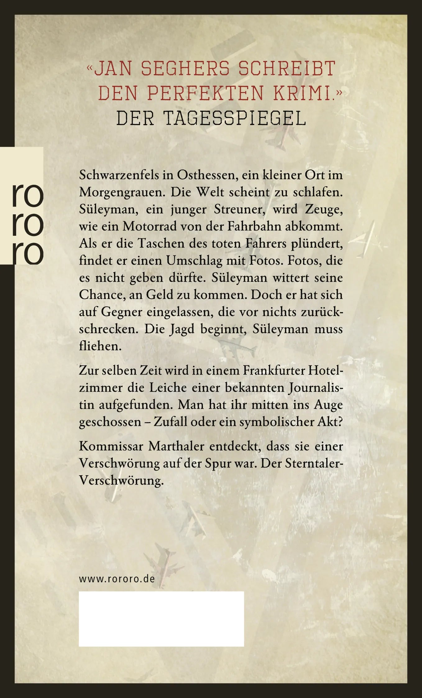Buchrückseite von 'Die Sterntaler-Verschwörung' mit Klappentext - Taschenbuch