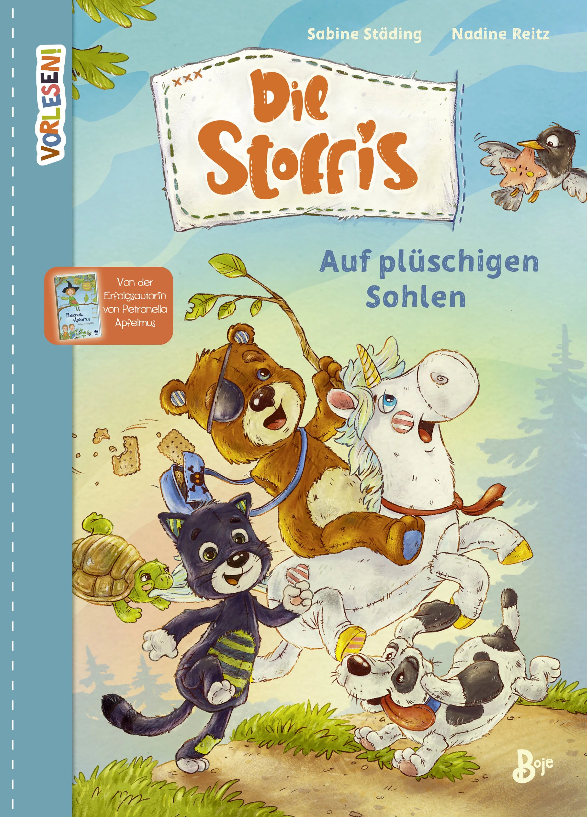 Buchcover von 'Die Stoffis - Auf plüschigen Sohlen' - Gebundene Ausgabe von Sabine Städing