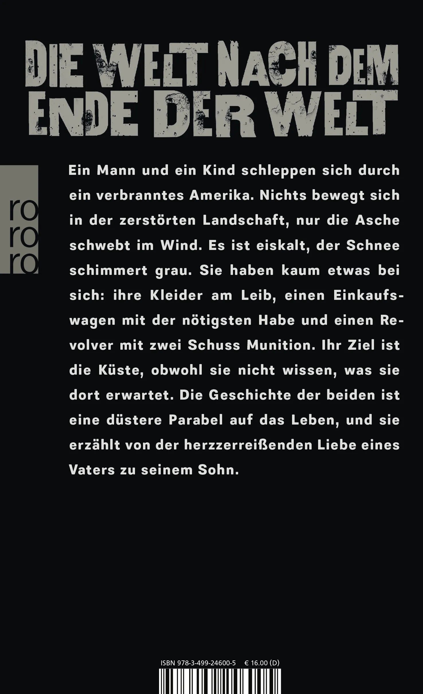 Buchrückseite von 'Die Straße' mit Klappentext - Taschenbuch