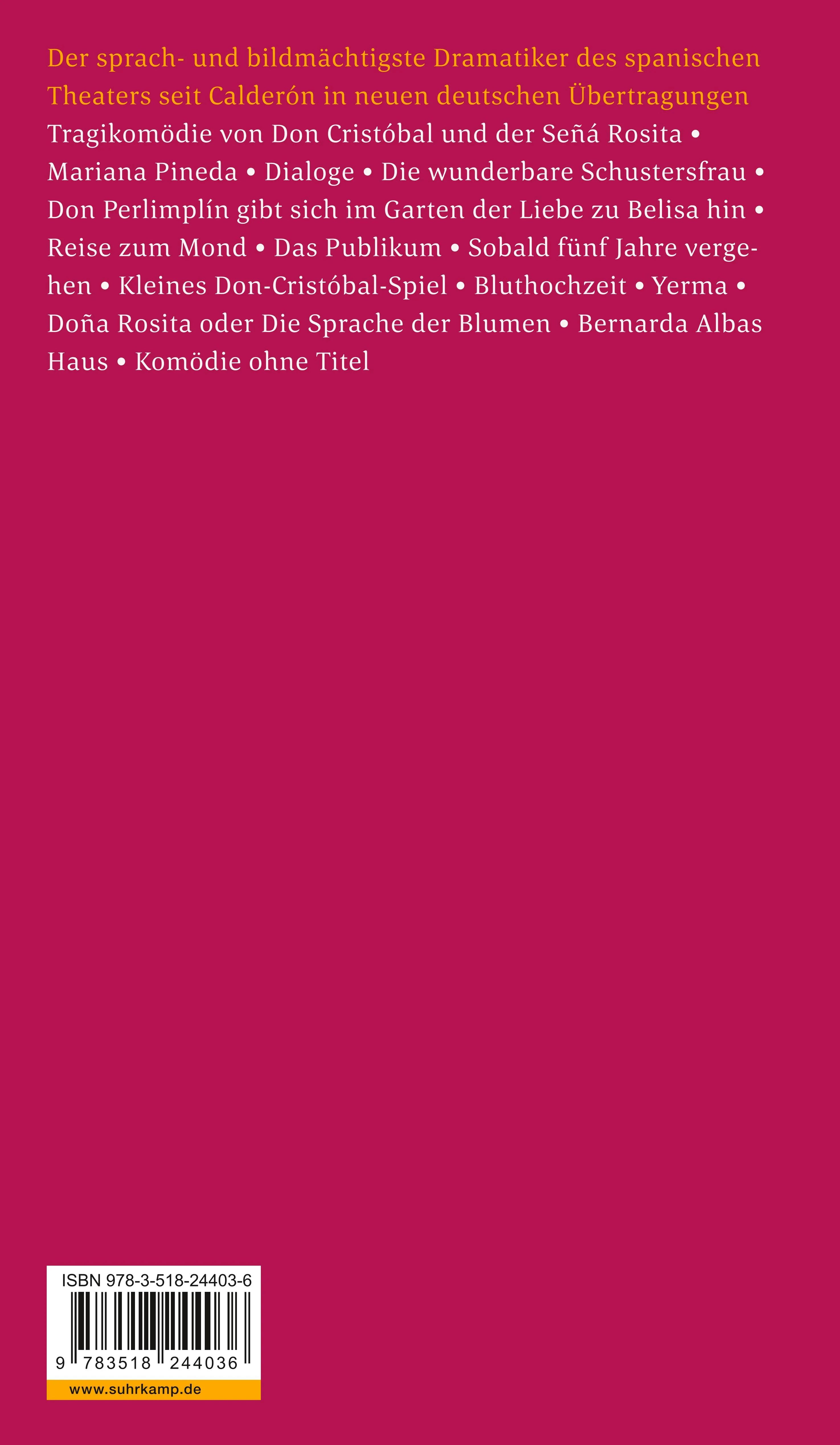 Buchrückseite von 'Die Stücke' mit Klappentext - Taschenbuch