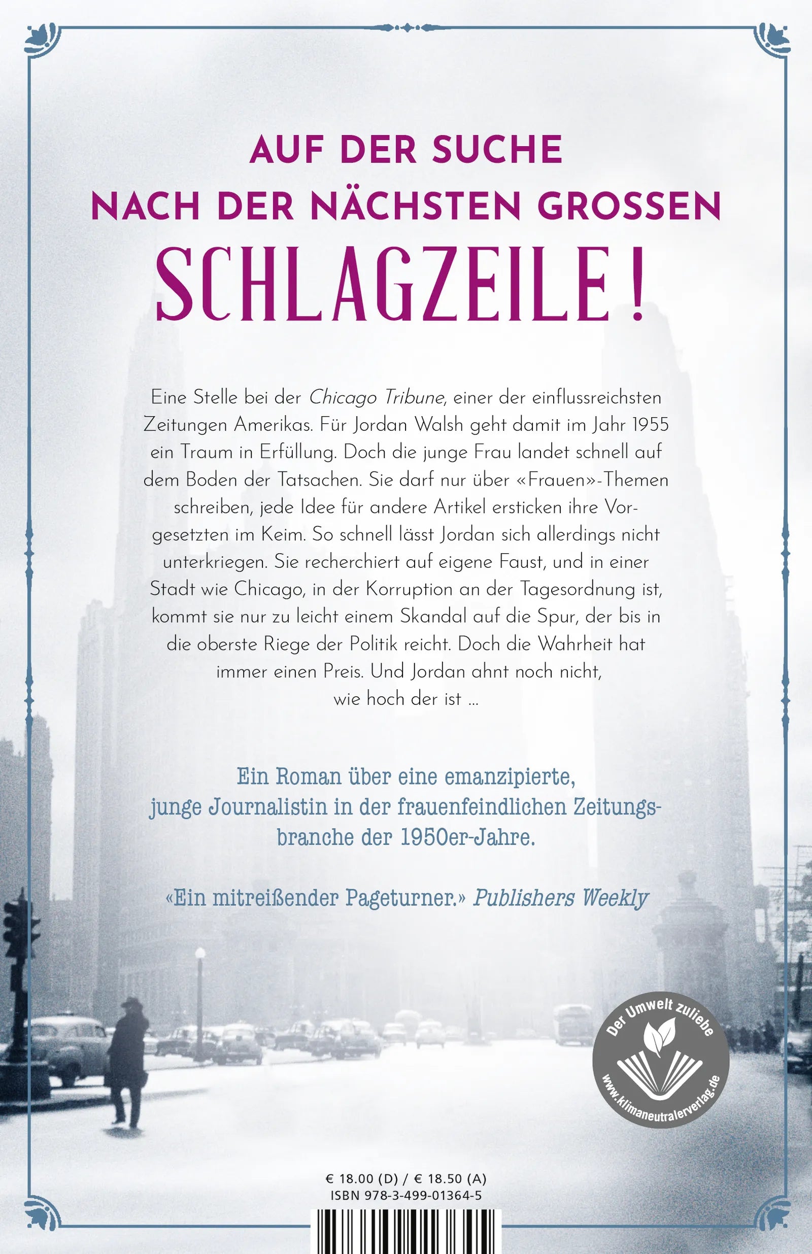 Buchrückseite von 'Die Stunde der Reporterin' mit Klappentext - Paperback