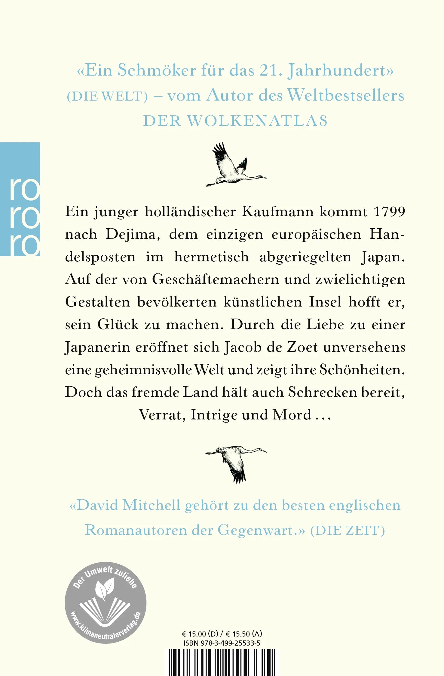 Buchrückseite von 'Die tausend Herbste des Jacob de Zoet' mit Klappentext - Taschenbuch