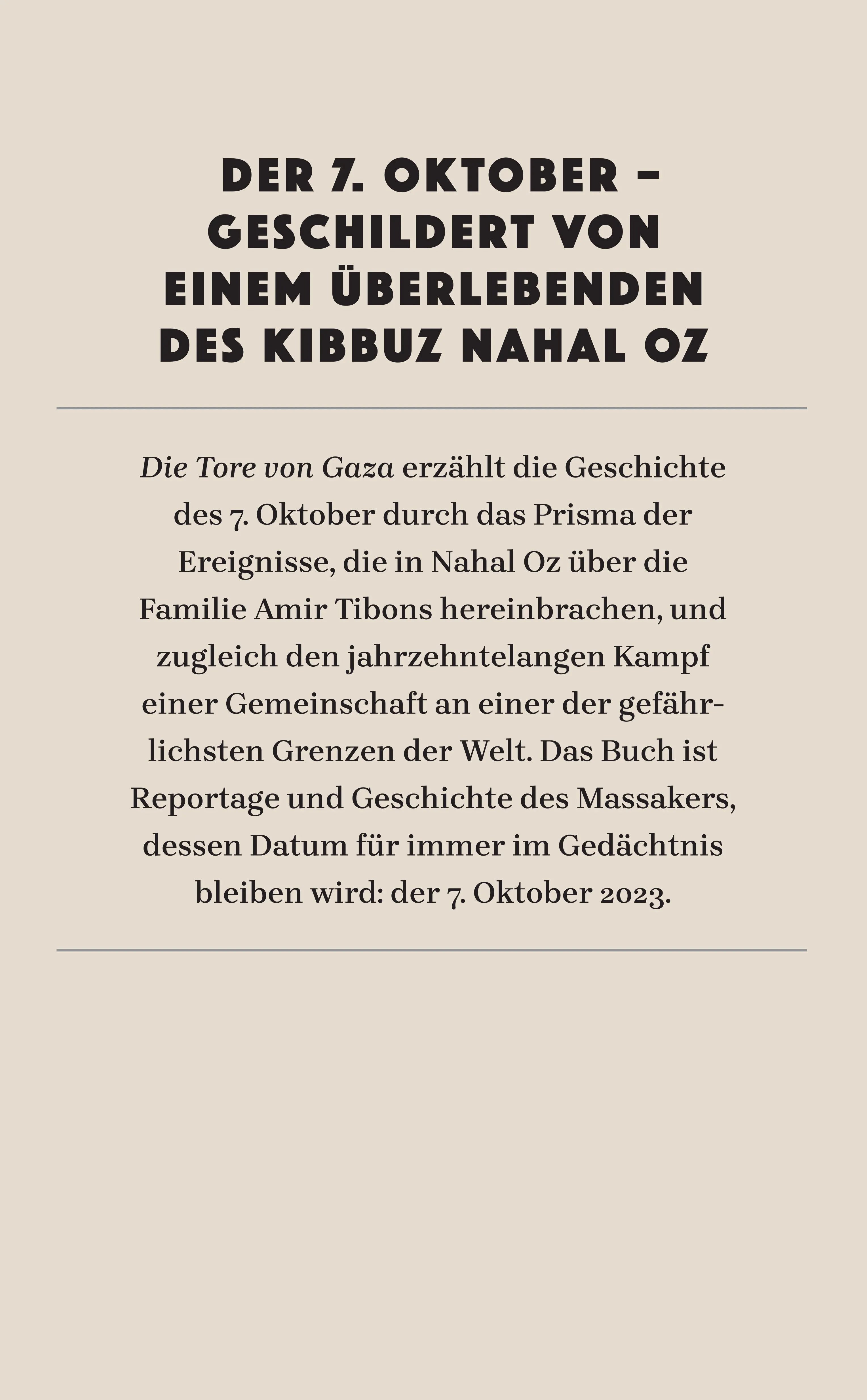 Buchrückseite von 'Die Tore von Gaza' mit Klappentext - Gebundene Ausgabe