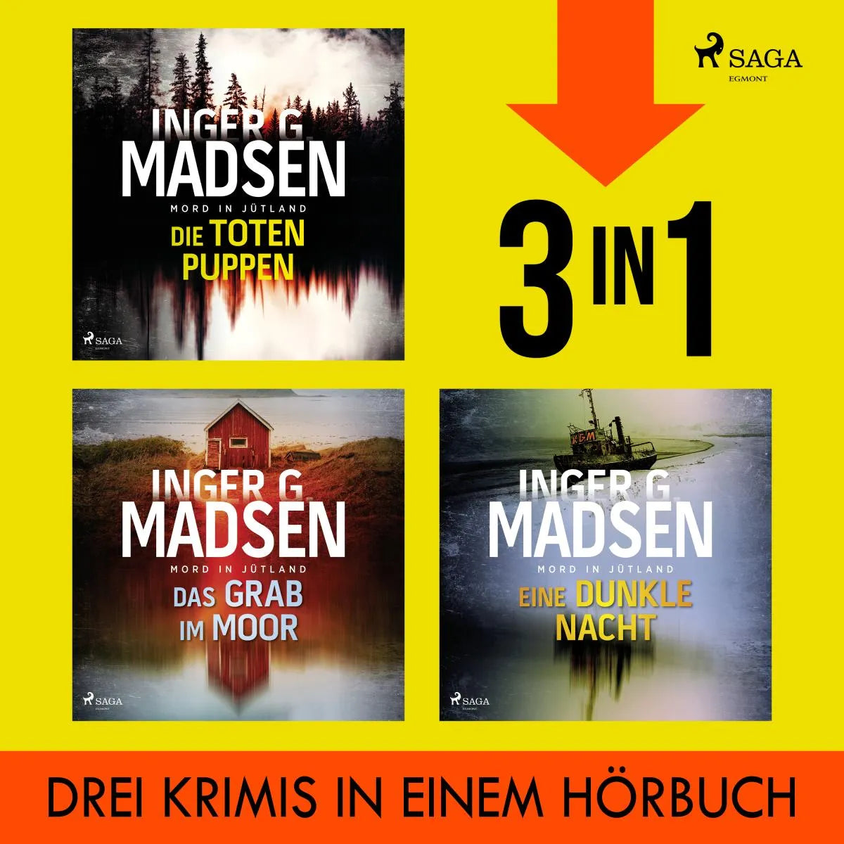 Cover: Die toten Puppen, Das Grab im Moor & Eine dunkle Nacht (Hörbuch Download) von Inger Gammelgaard Madsen