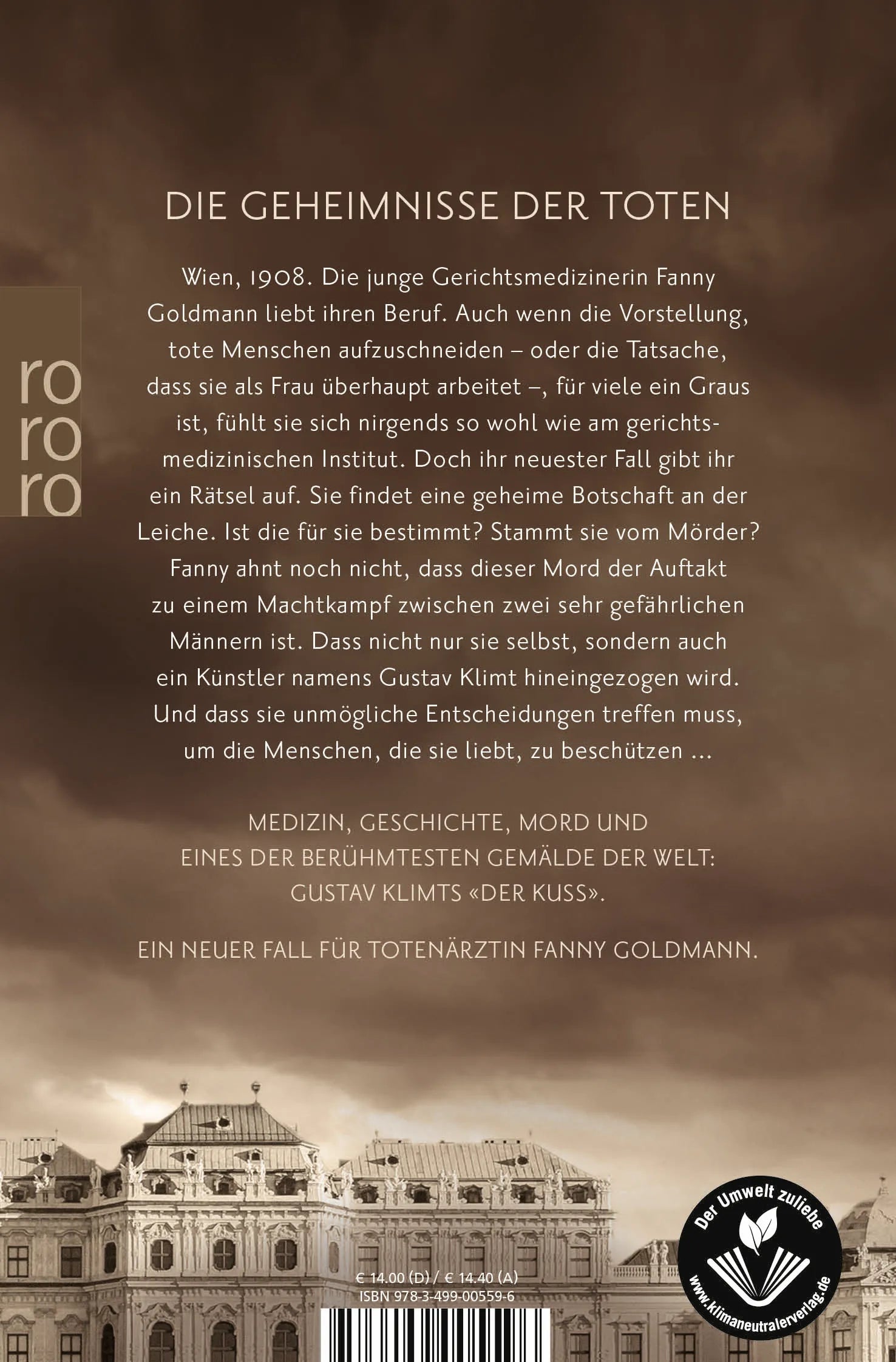 Buchrückseite von 'Die Totenärztin: Goldene Rache' mit Klappentext - Taschenbuch