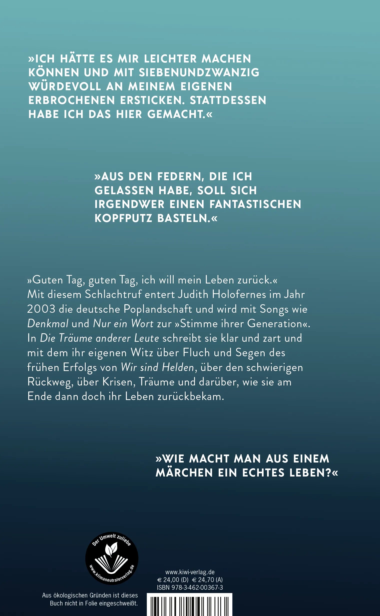 Buchrückseite von 'Die Träume anderer Leute' mit Klappentext - Gebundene Ausgabe