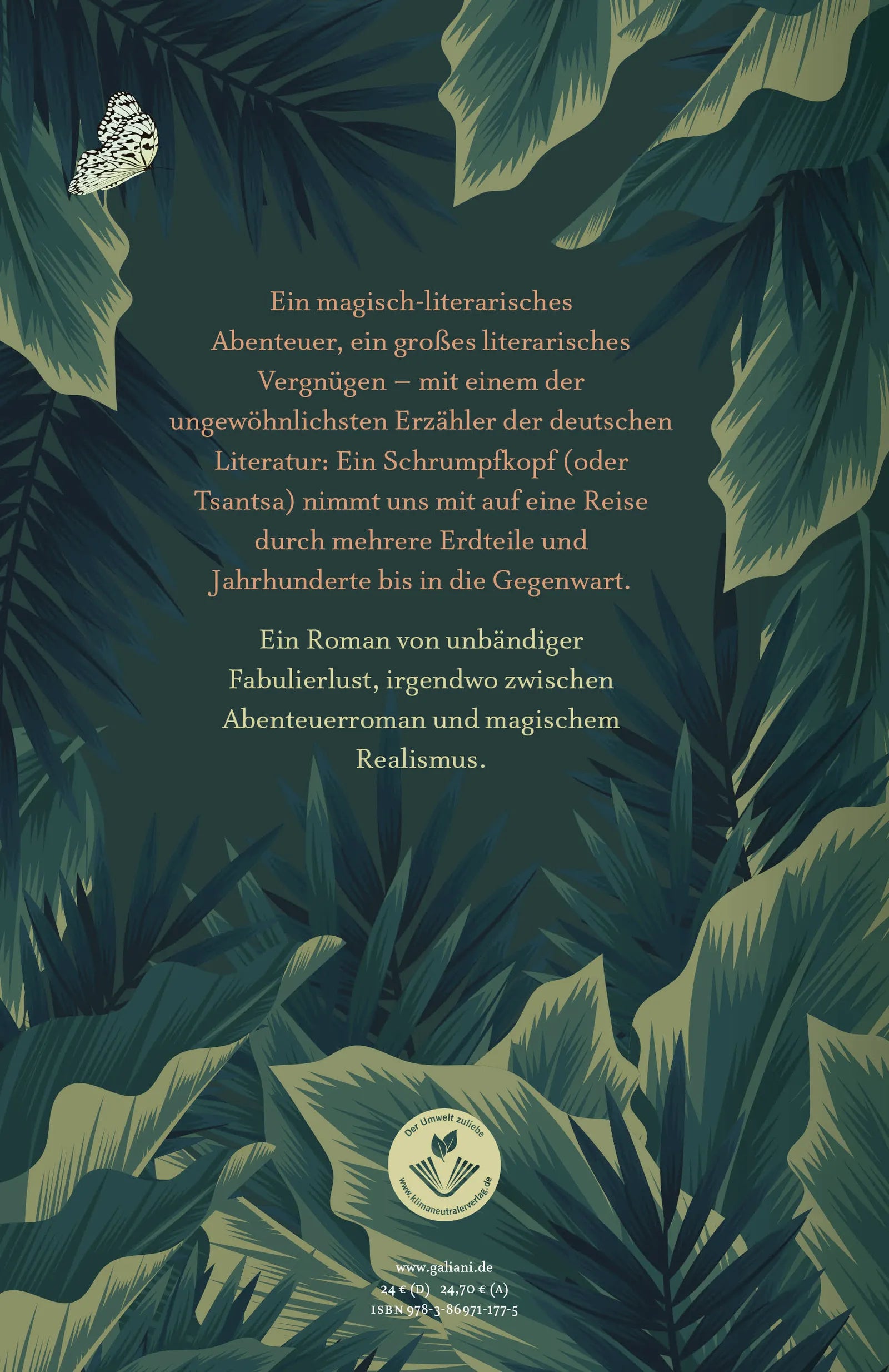 Buchrückseite von 'Die Tsantsa-Memoiren' mit Klappentext - Gebundene Ausgabe