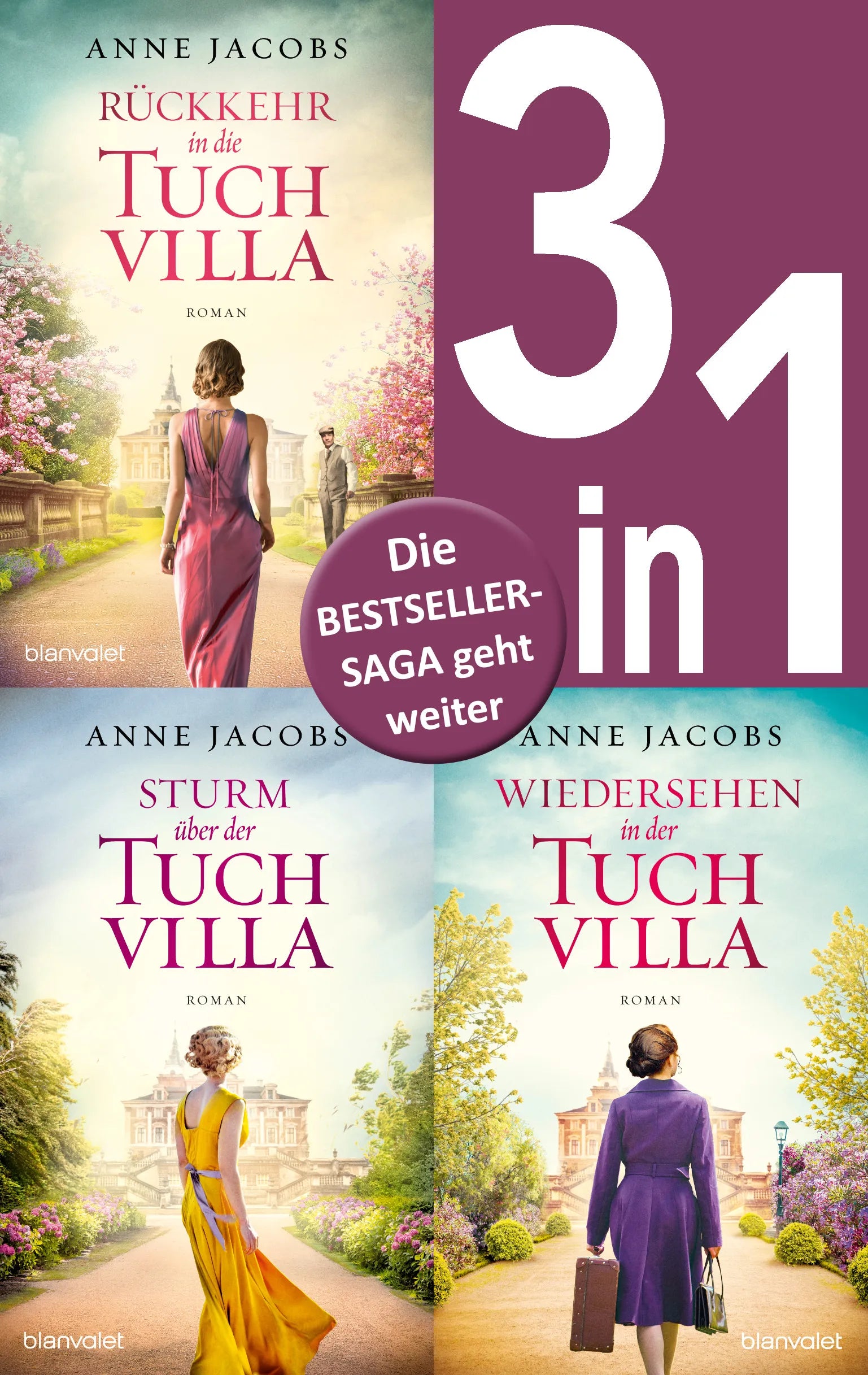 Cover: Die Tuchvilla-Saga Band 4-6: - Rückkehr in die Tuchvilla / Sturm über der Tuchvilla / Wiedersehen in der Tuchvilla (E-Book) von Anne Jacobs