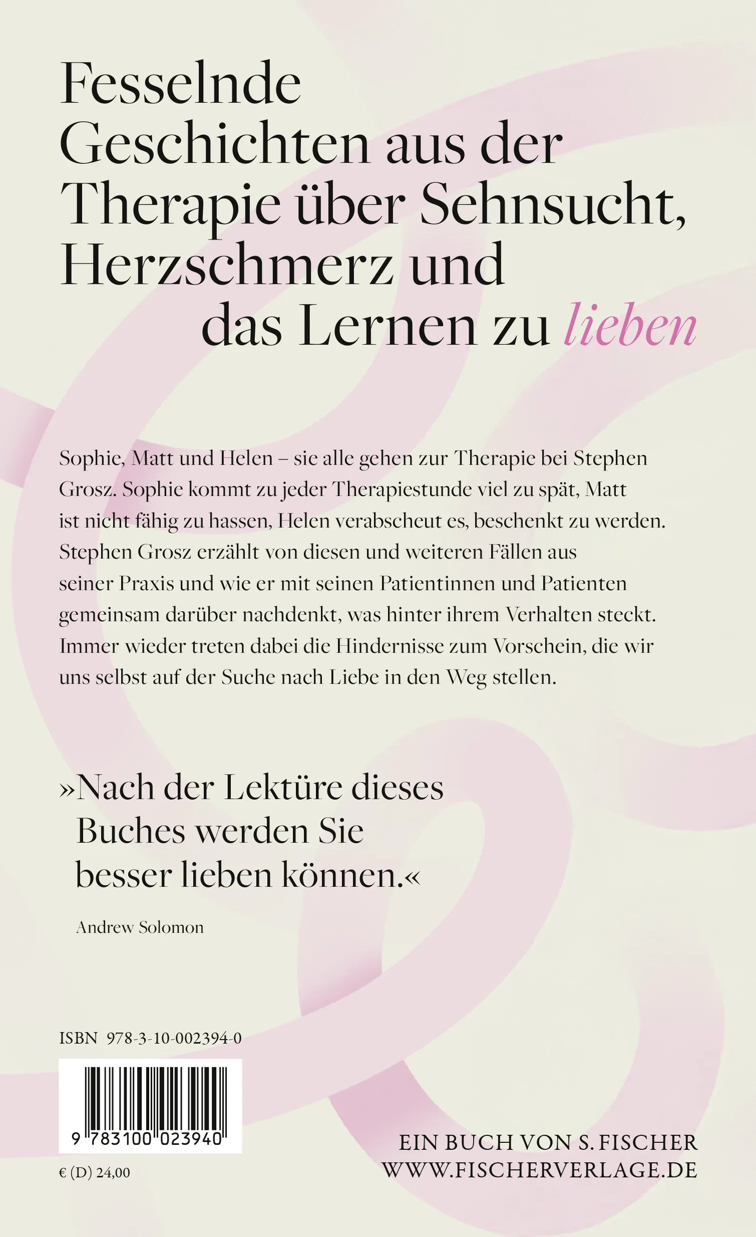 Buchrückseite von 'Die unbewusste Sprache der Liebe' mit Klappentext - Gebundene Ausgabe