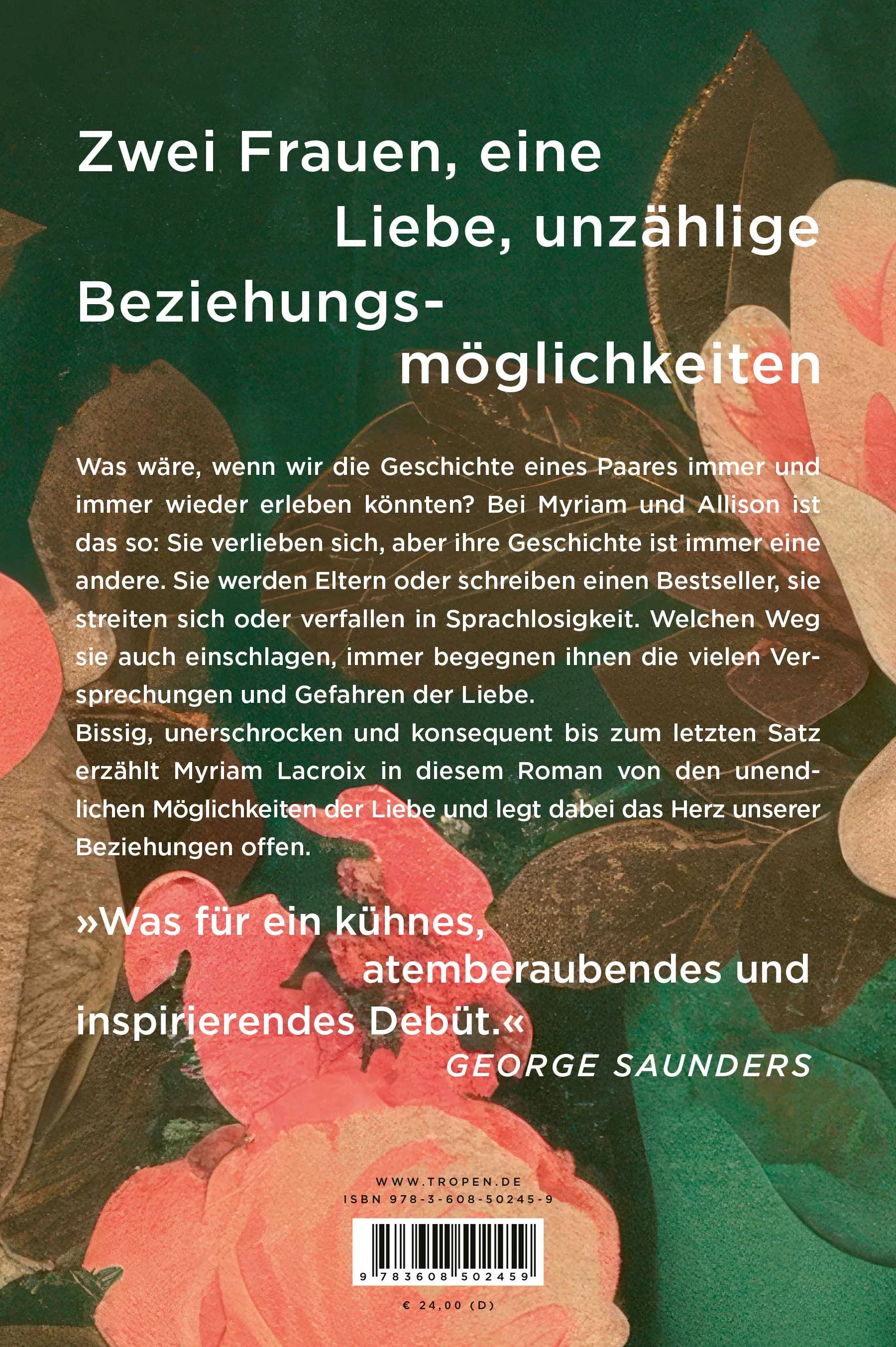 Buchrückseite von 'Die unendlichen Möglichkeiten der Liebe' mit Klappentext - Gebundene Ausgabe