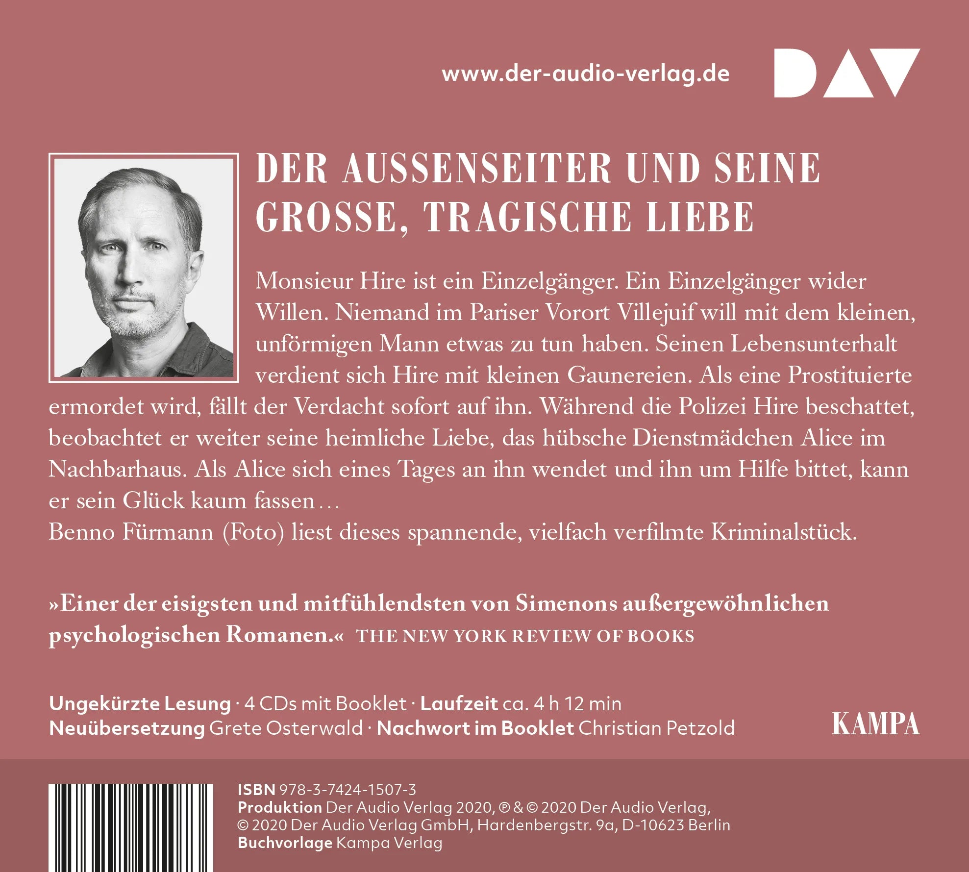 Buchrückseite von 'Die Verlobung des Monsieur Hire' mit Klappentext - Hörbuch (CD)