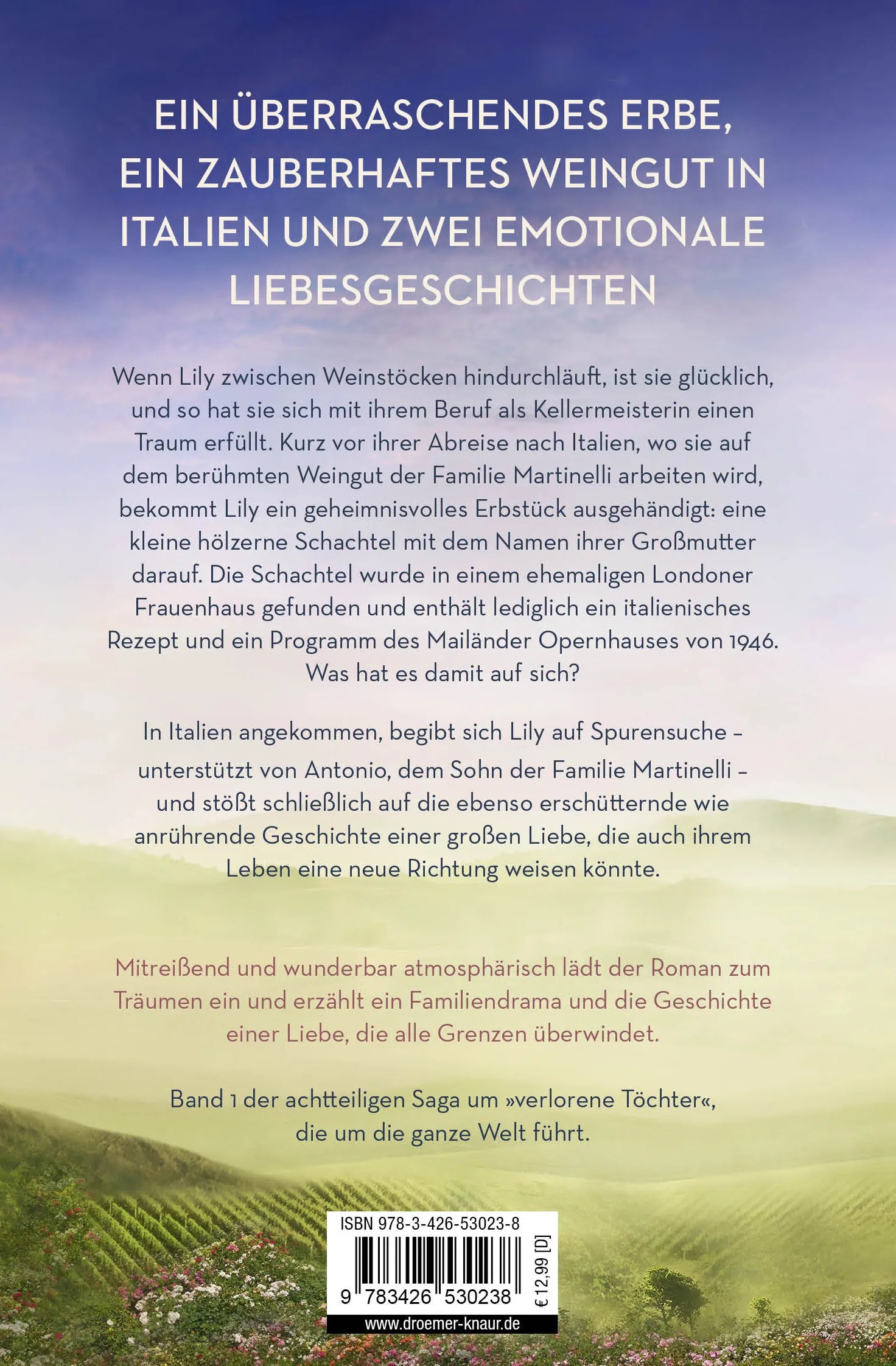Buchrückseite von 'Die verlorene Tochter' mit Klappentext - Taschenbuch